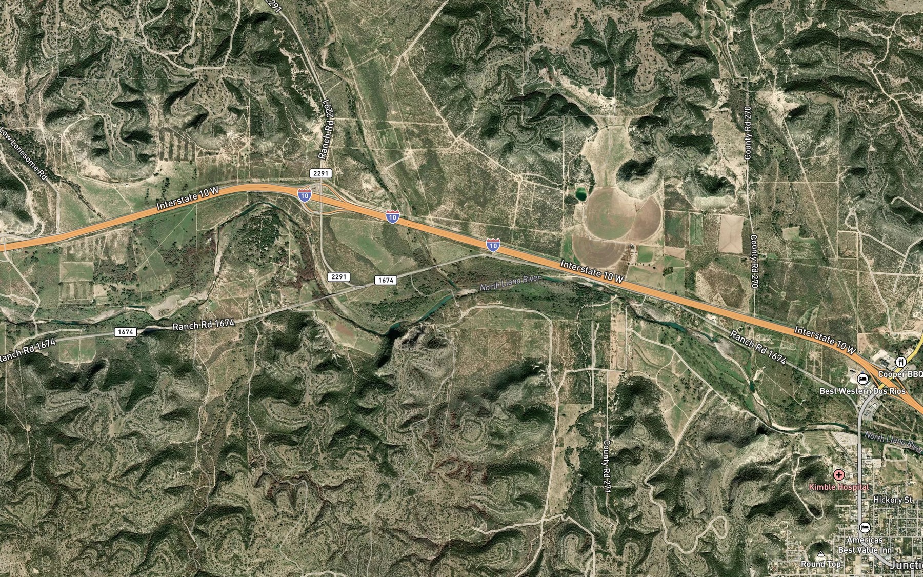 Satellite map of the Bear Creek