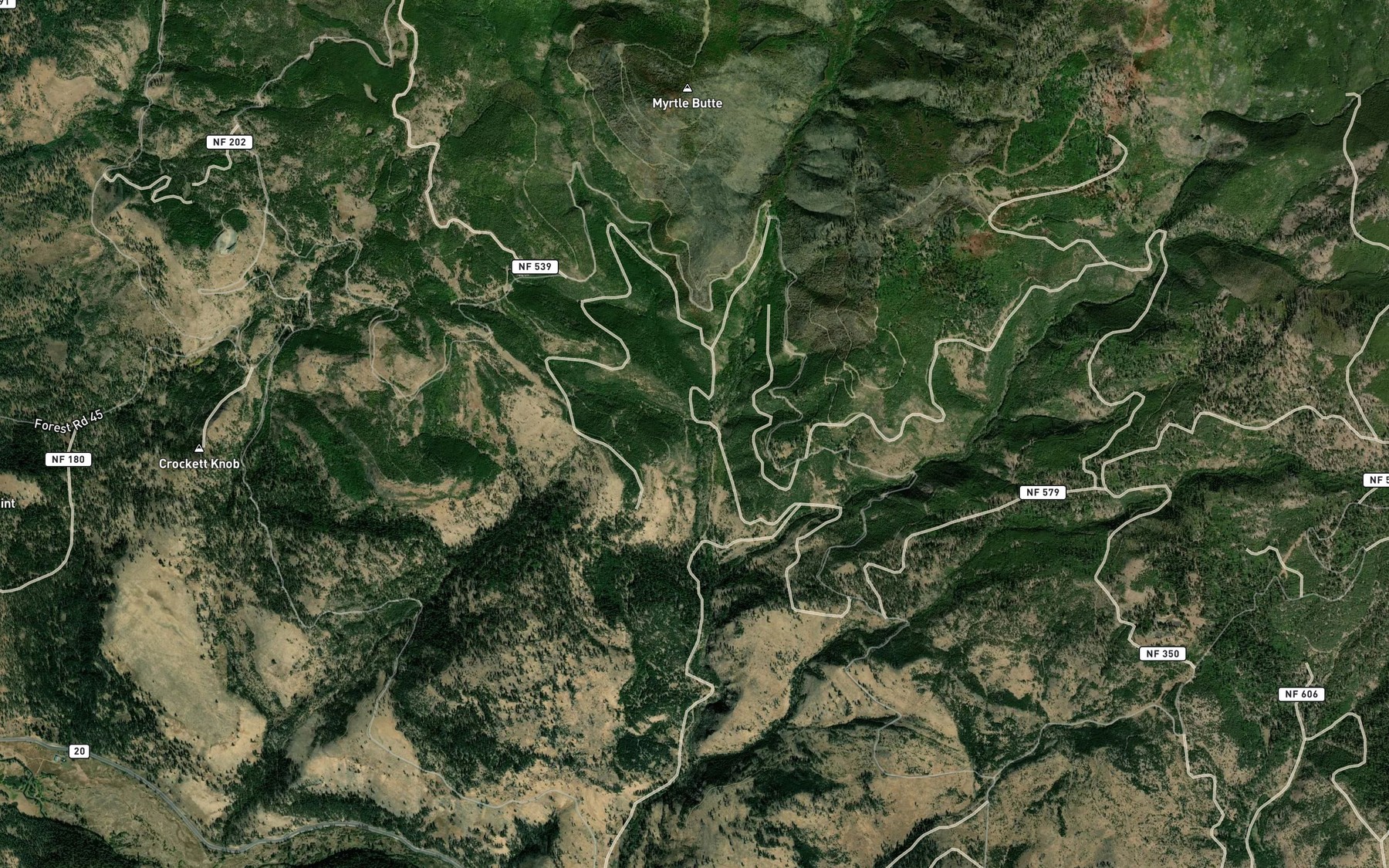 Satellite map of the Myrtle Creek