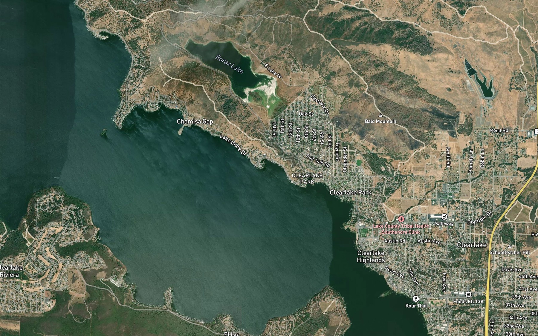 Satellite map of the Oak Cove