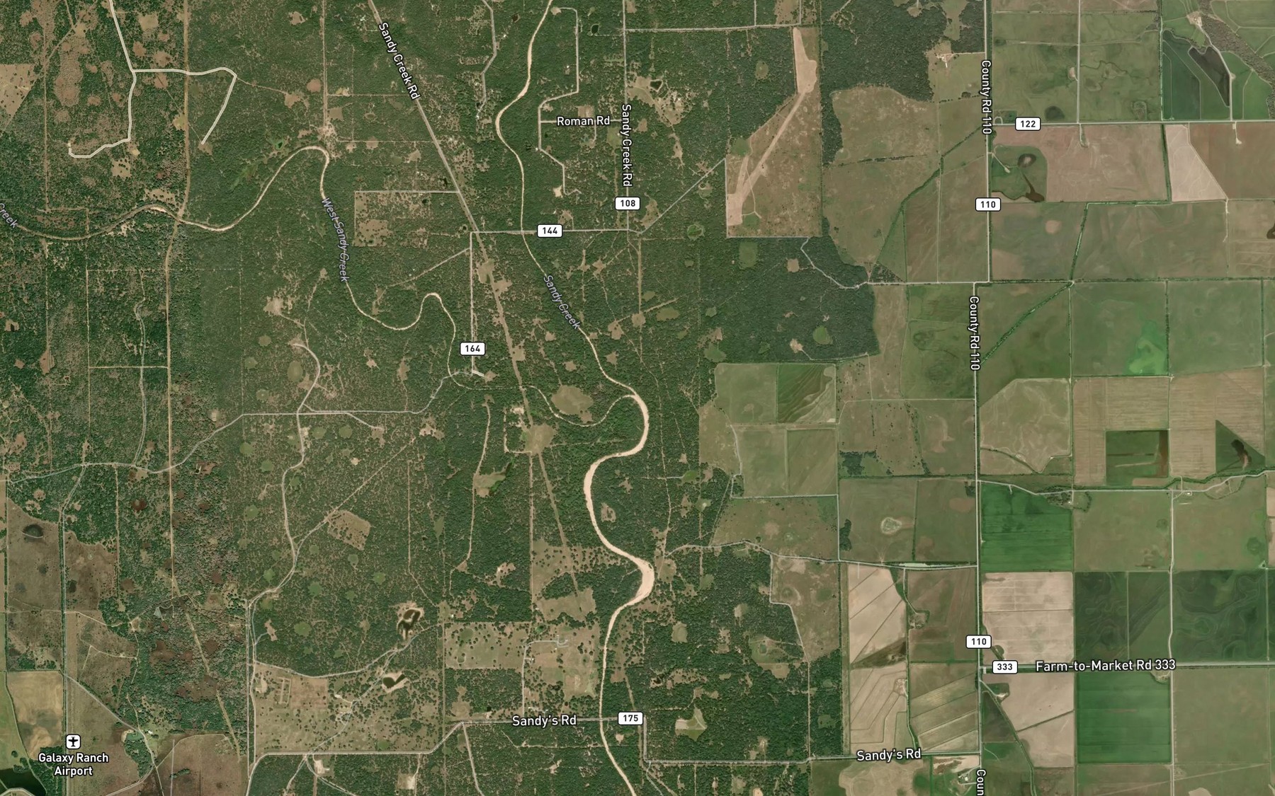 Satellite map of the West Sandy Creek