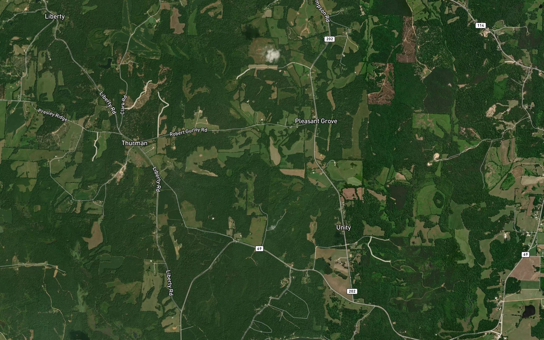 Satellite map of the Bear Branch