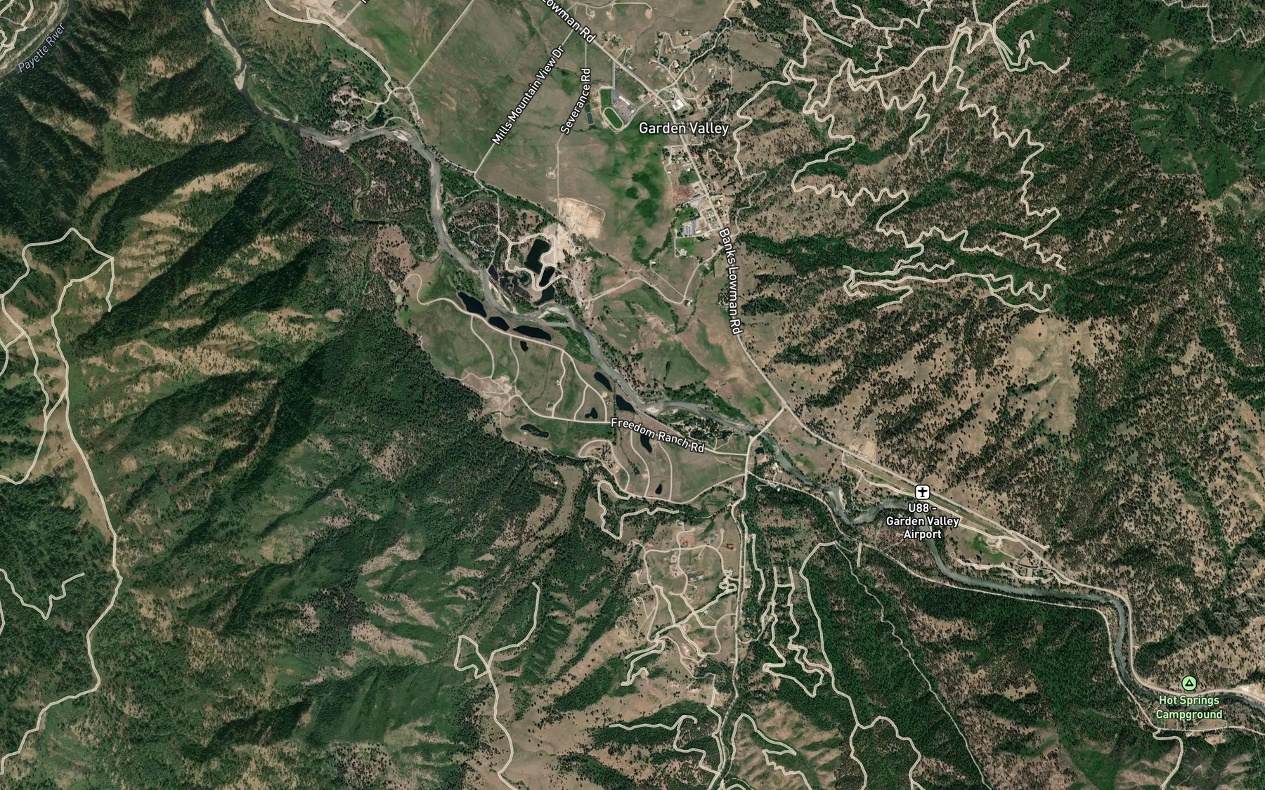 Satellite map of the Coski Creek