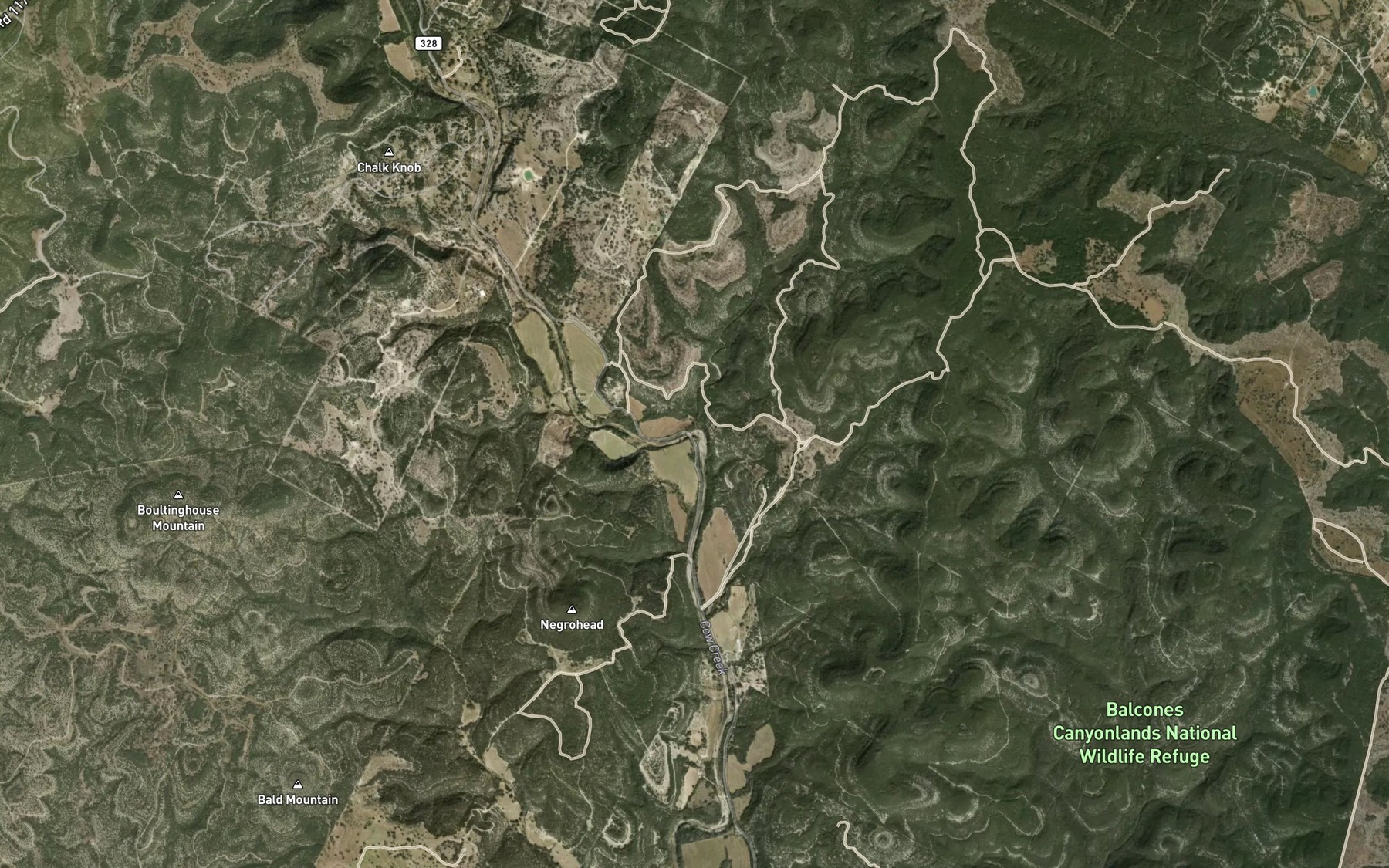 Satellite map of the Bee Creek