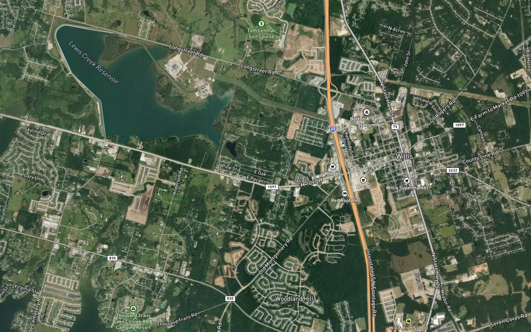 Satellite map of the Lake Wesley