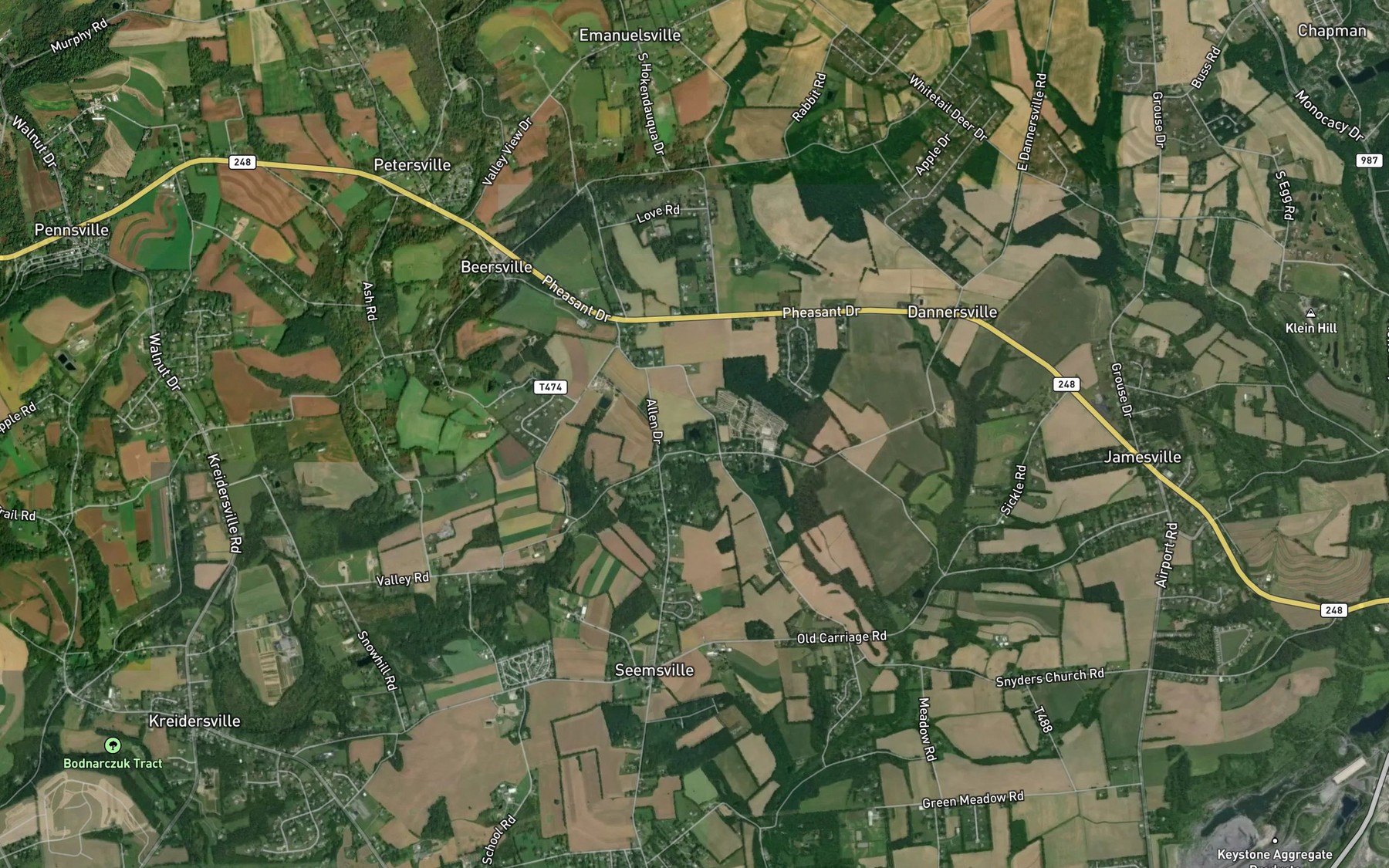 Satellite map of the Cheesebrough Pond