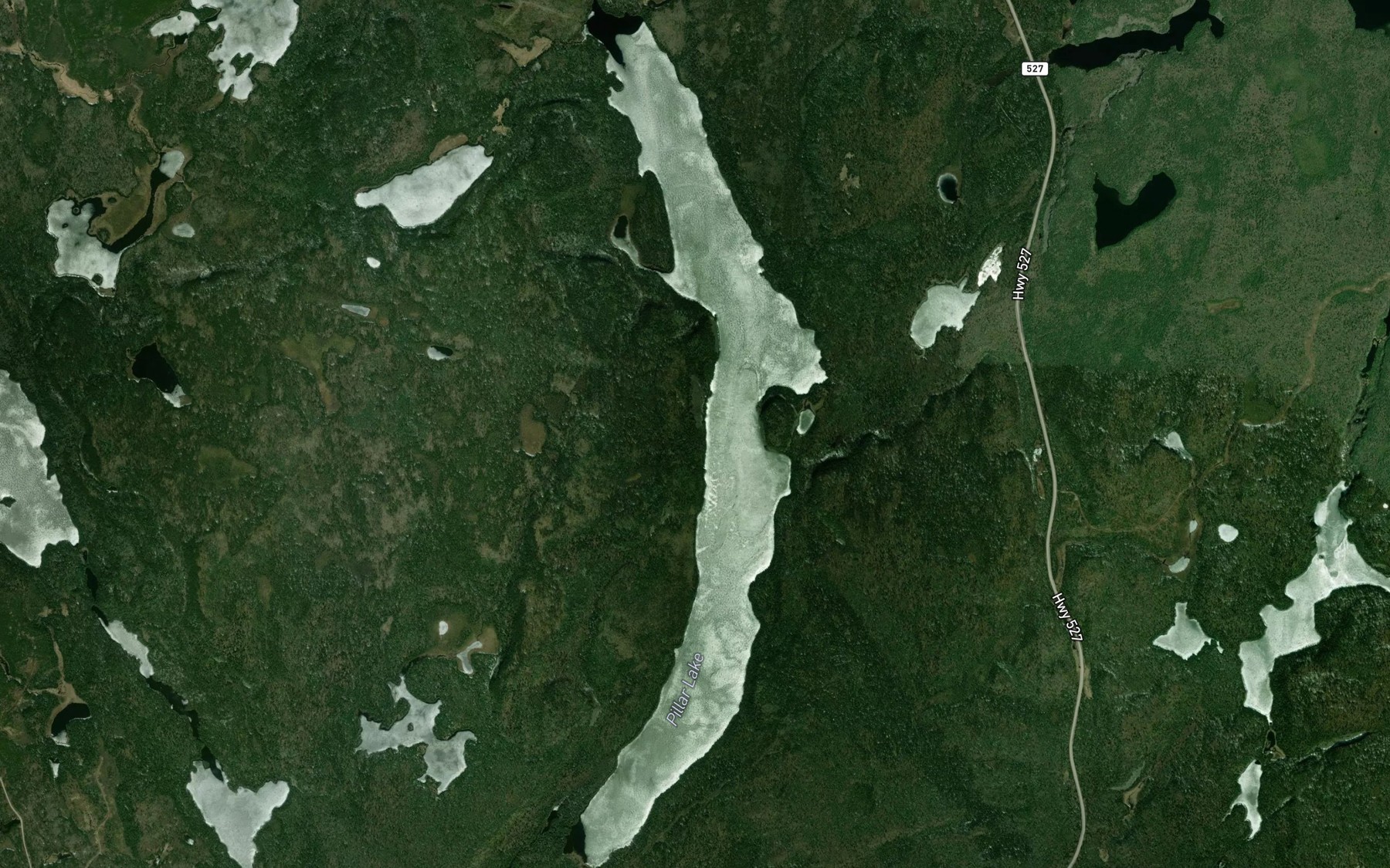 Satellite map of the Pillar Lake