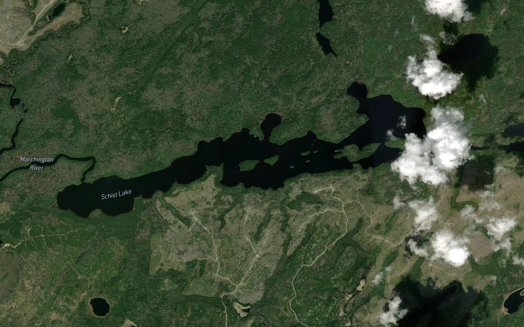 Satellite map of the Schist Lake