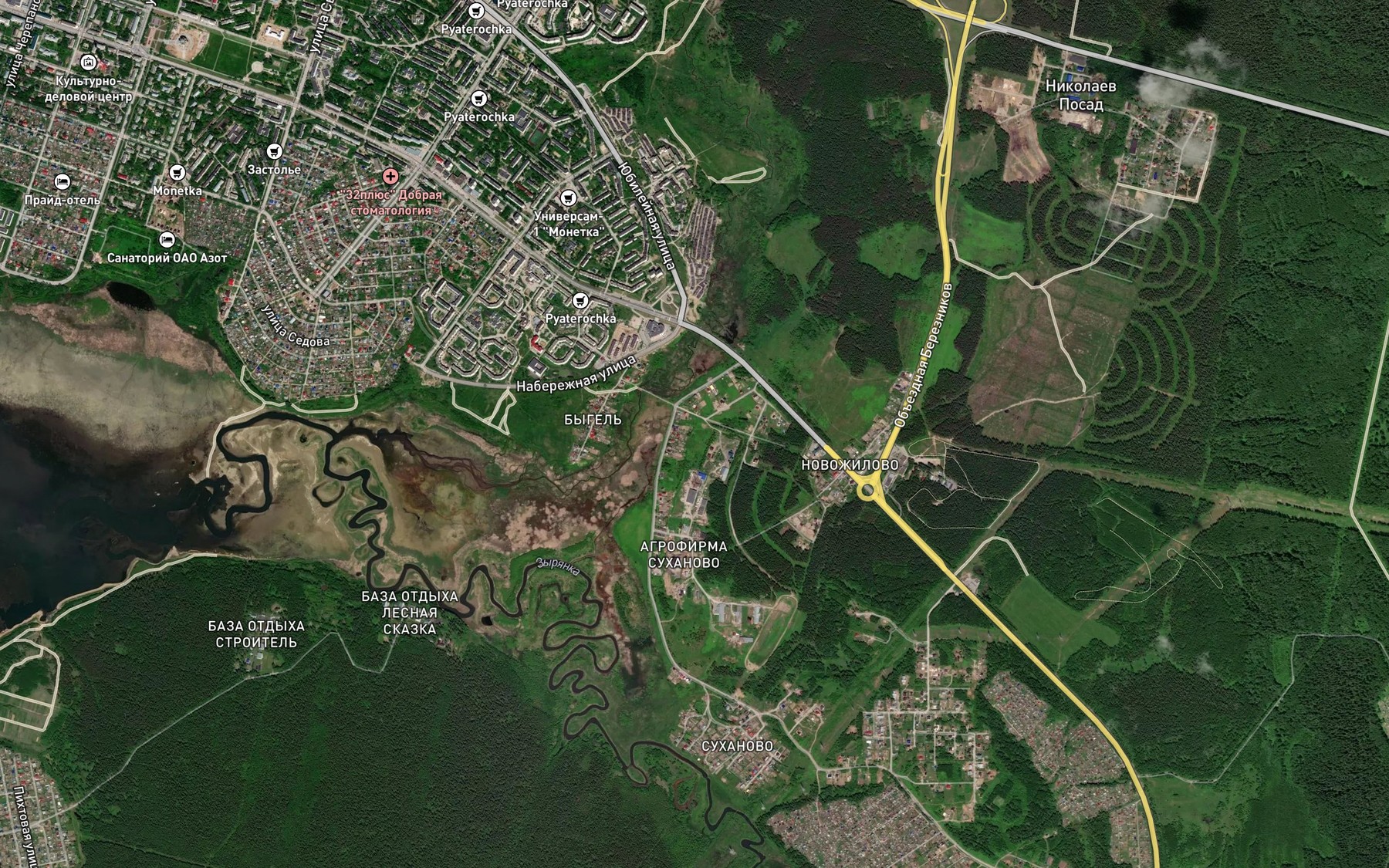 Satellite map of the Bygel'