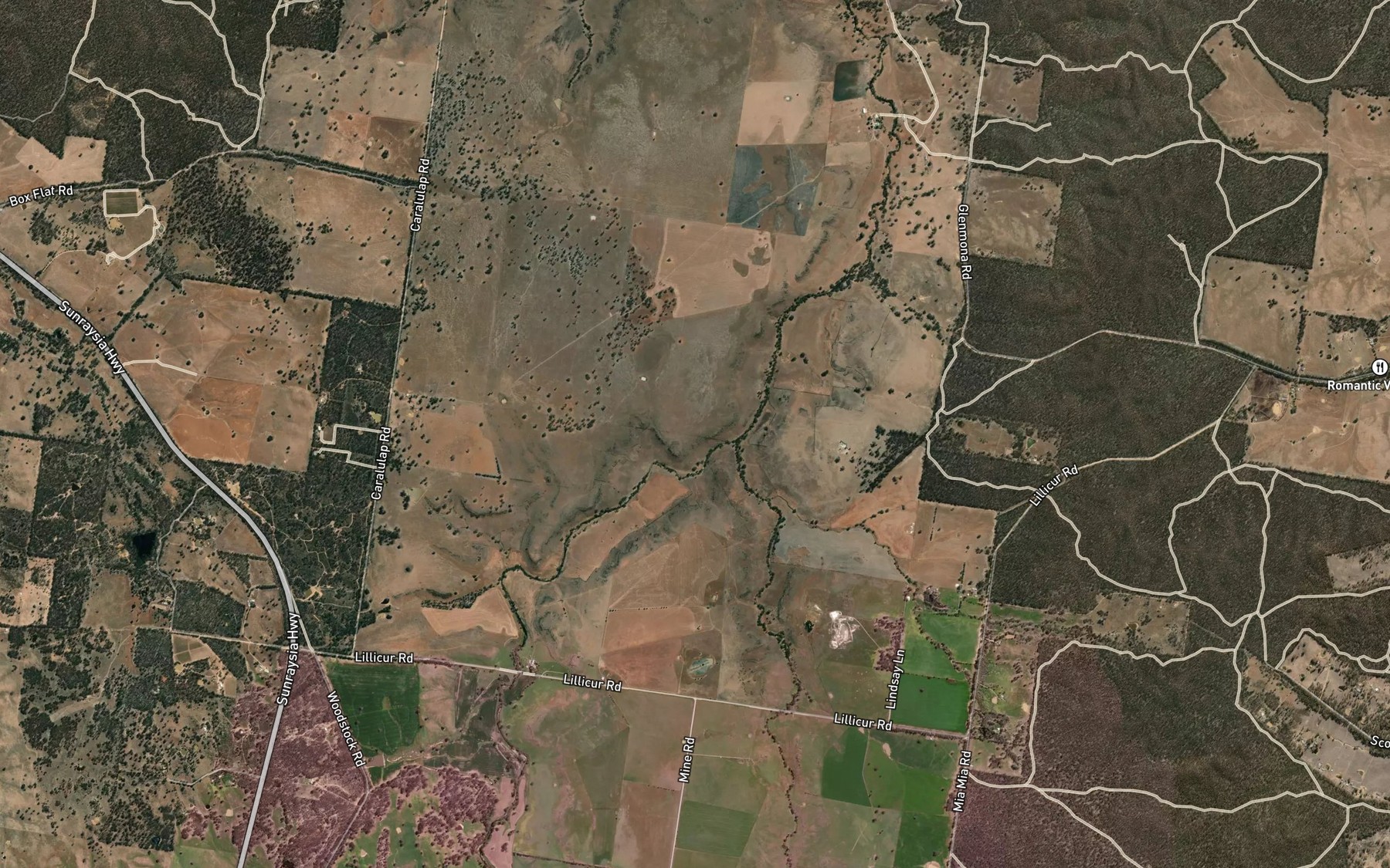 Satellite map of the Caralulup Creek