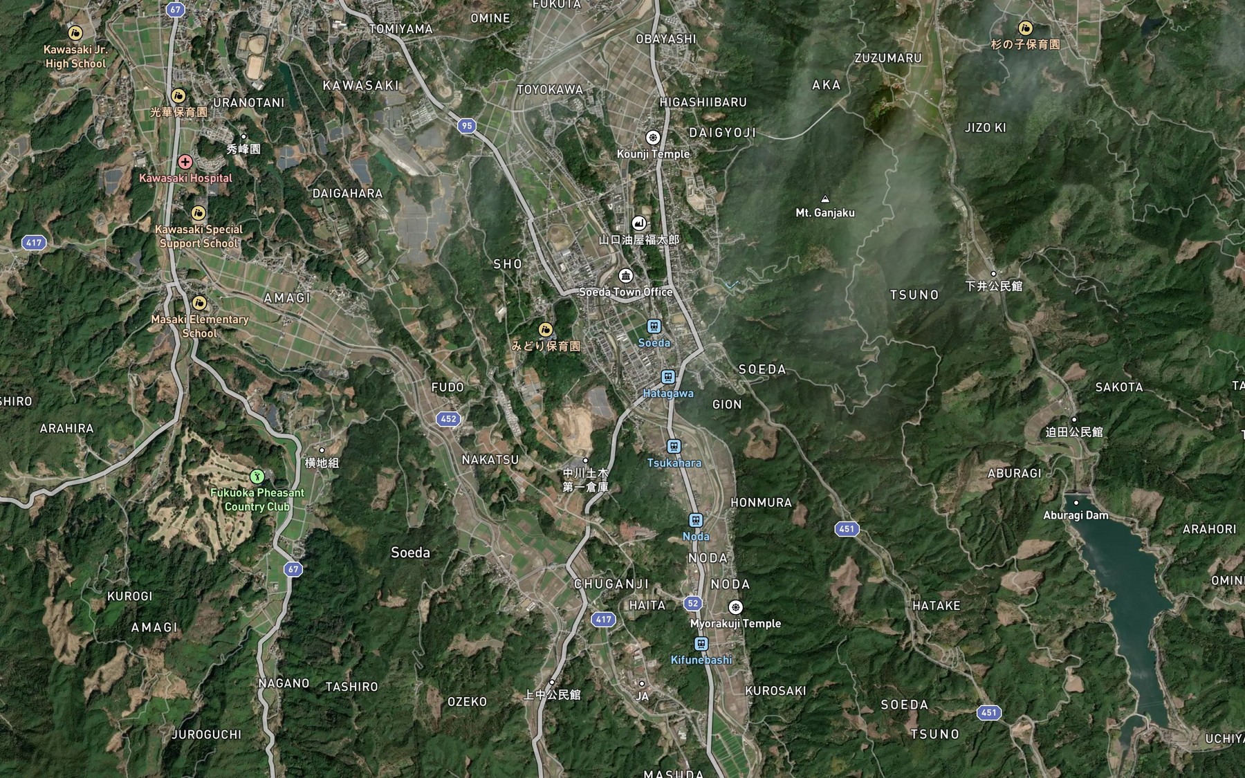 Satellite map of the Hatatani Gawa
