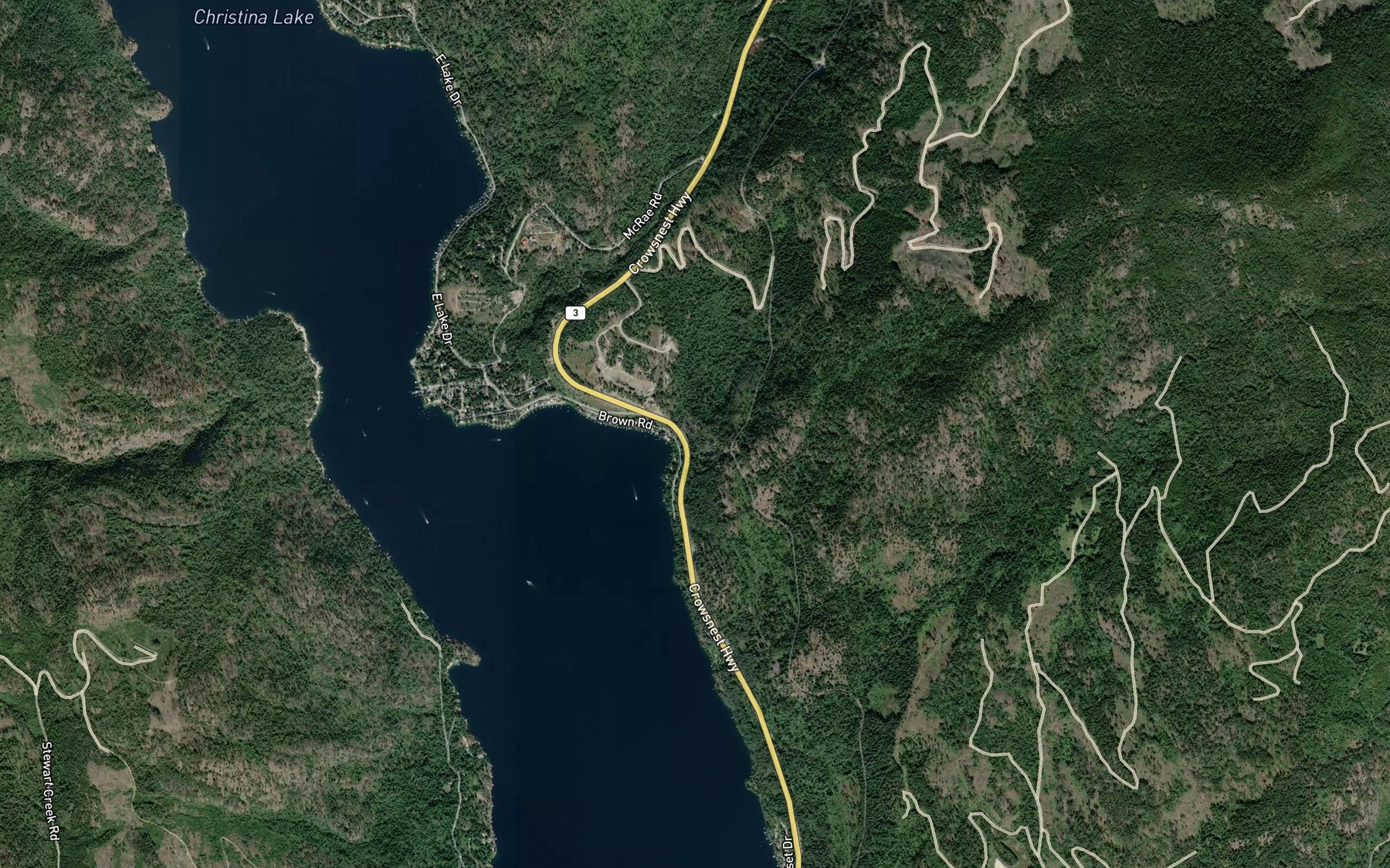 Satellite map of the Spaulding Creek