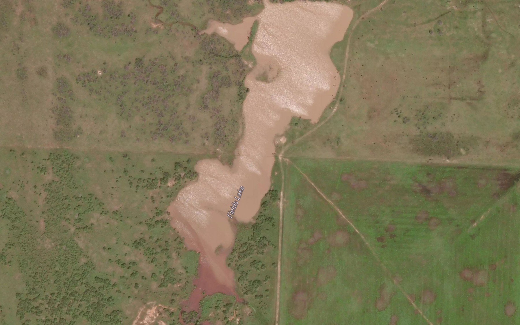 Satellite map of the Fields Lake