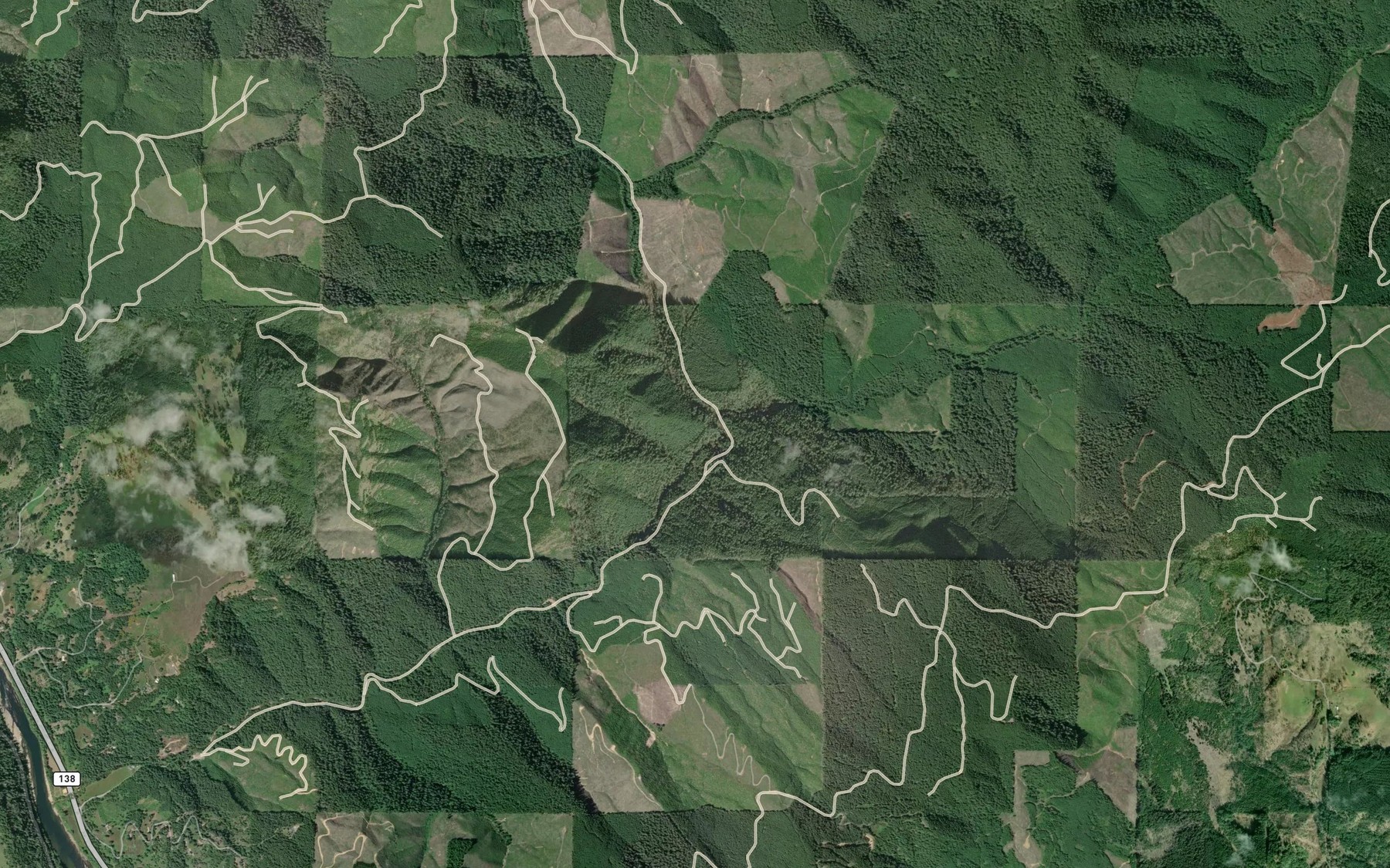 Satellite map of the Bear Creek
