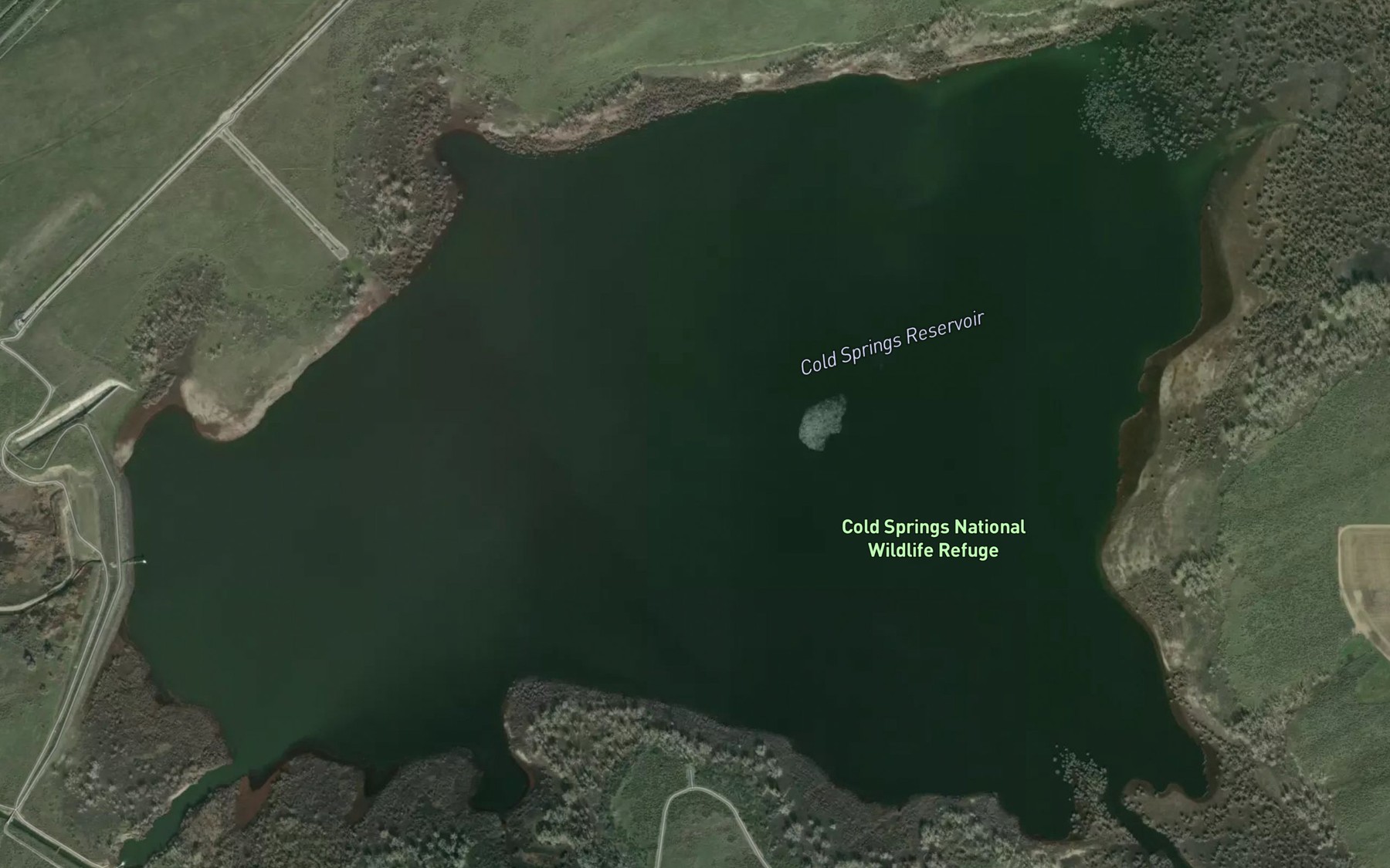 Satellite map of the Cold Springs Reservoir