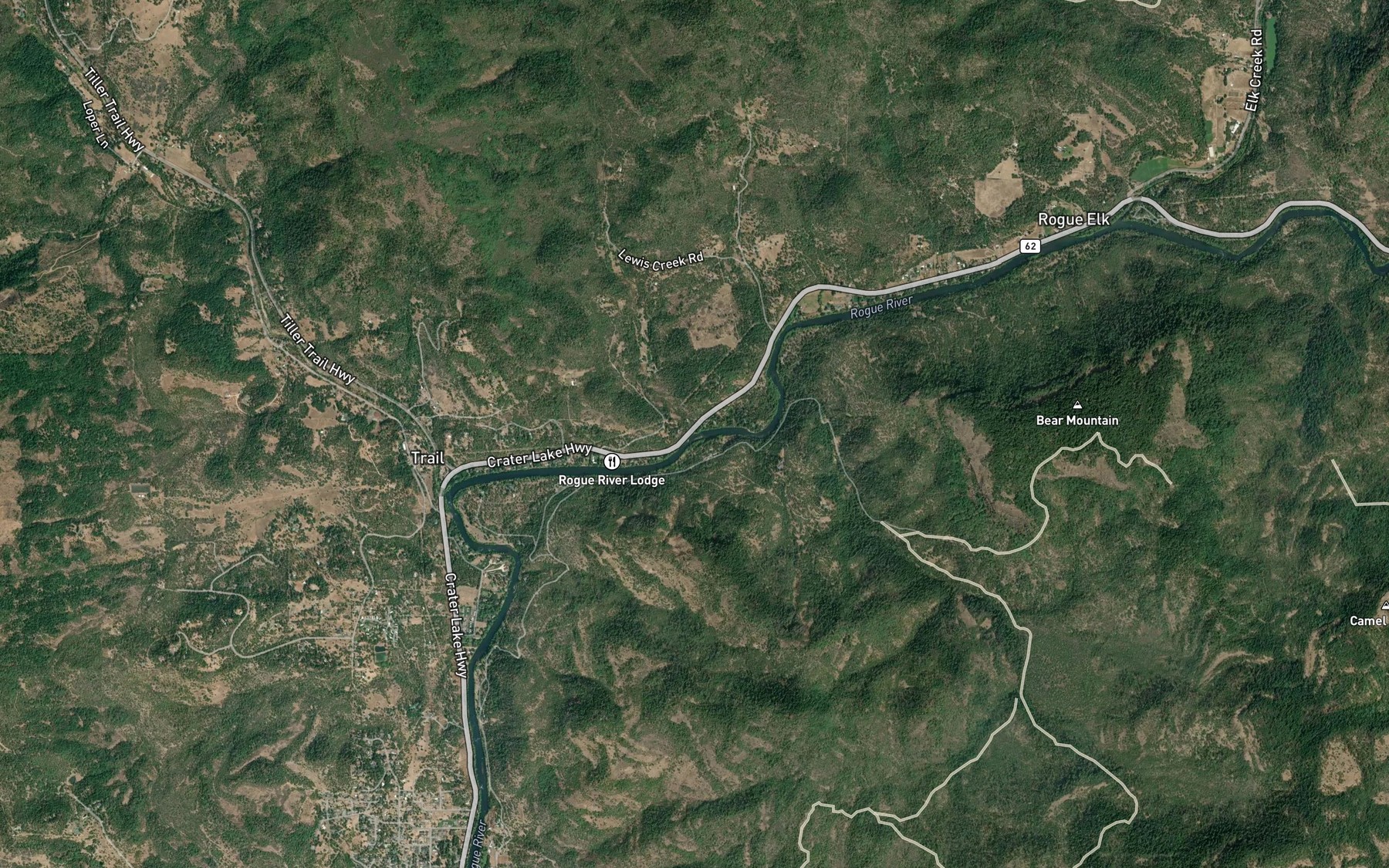 Satellite map of the Lewis Creek