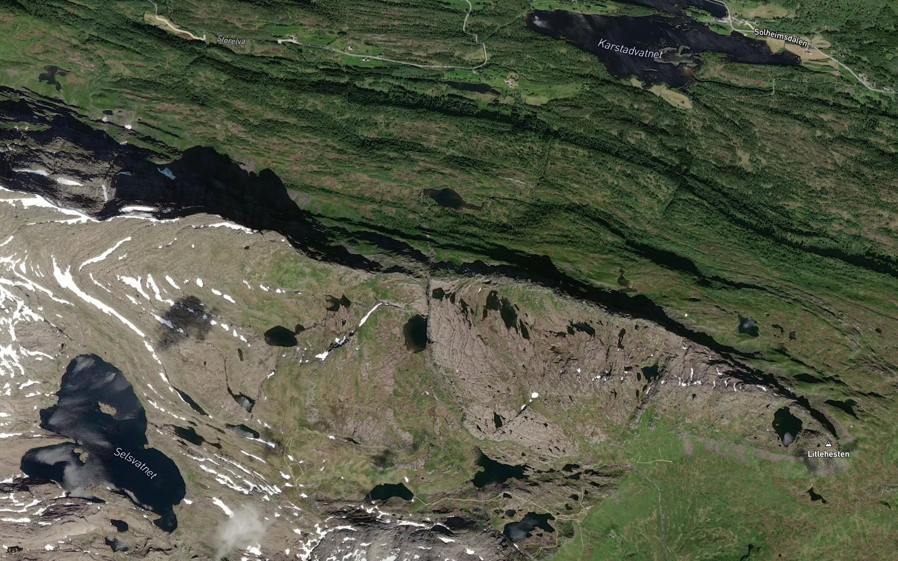 Satellite map of the Lysaelva