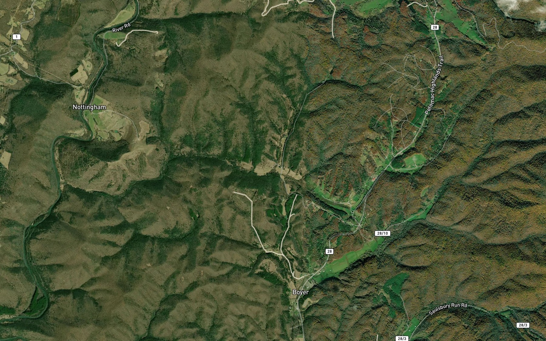 Satellite map of the Laurel Run