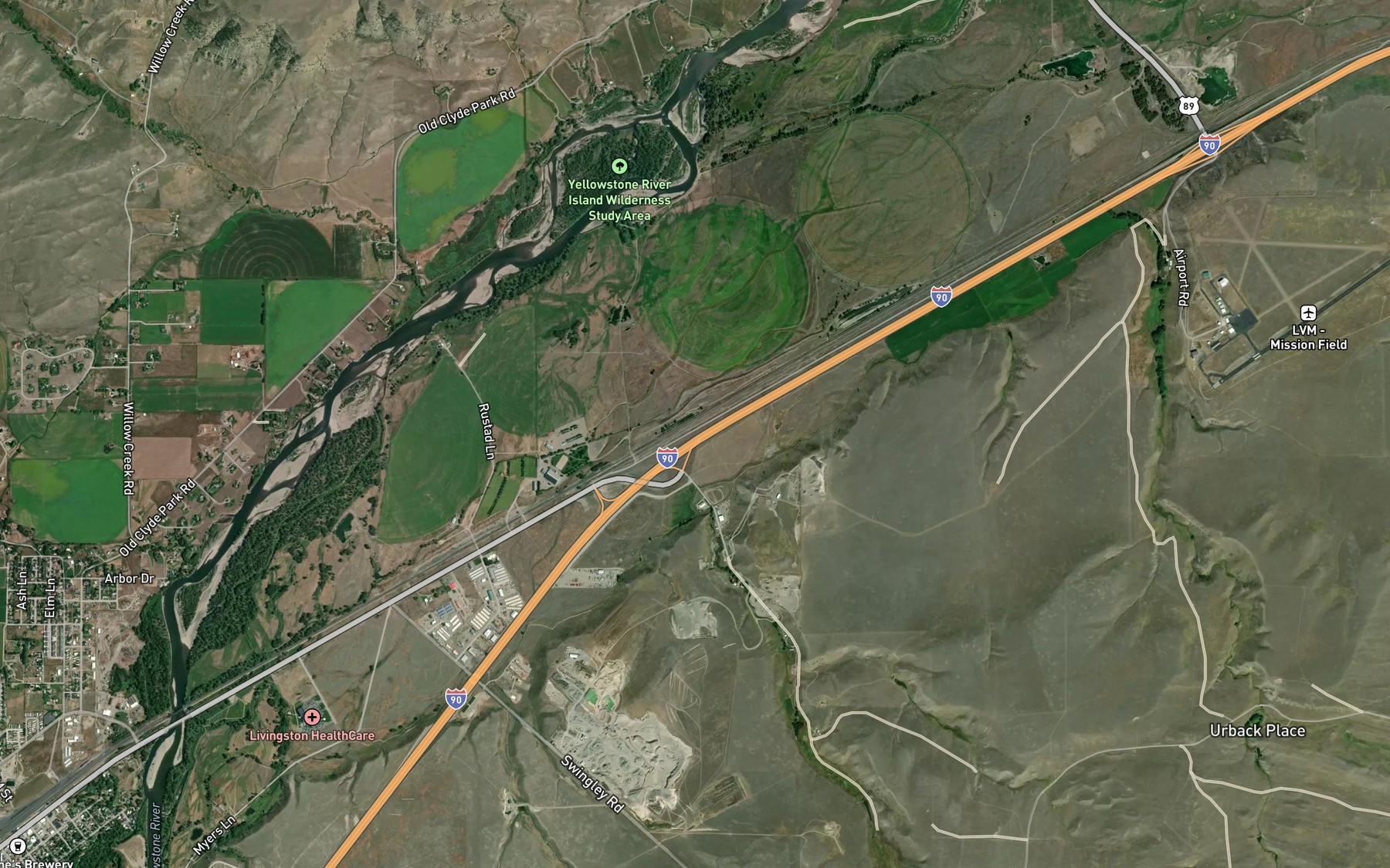 Satellite map of the Chicken Creek