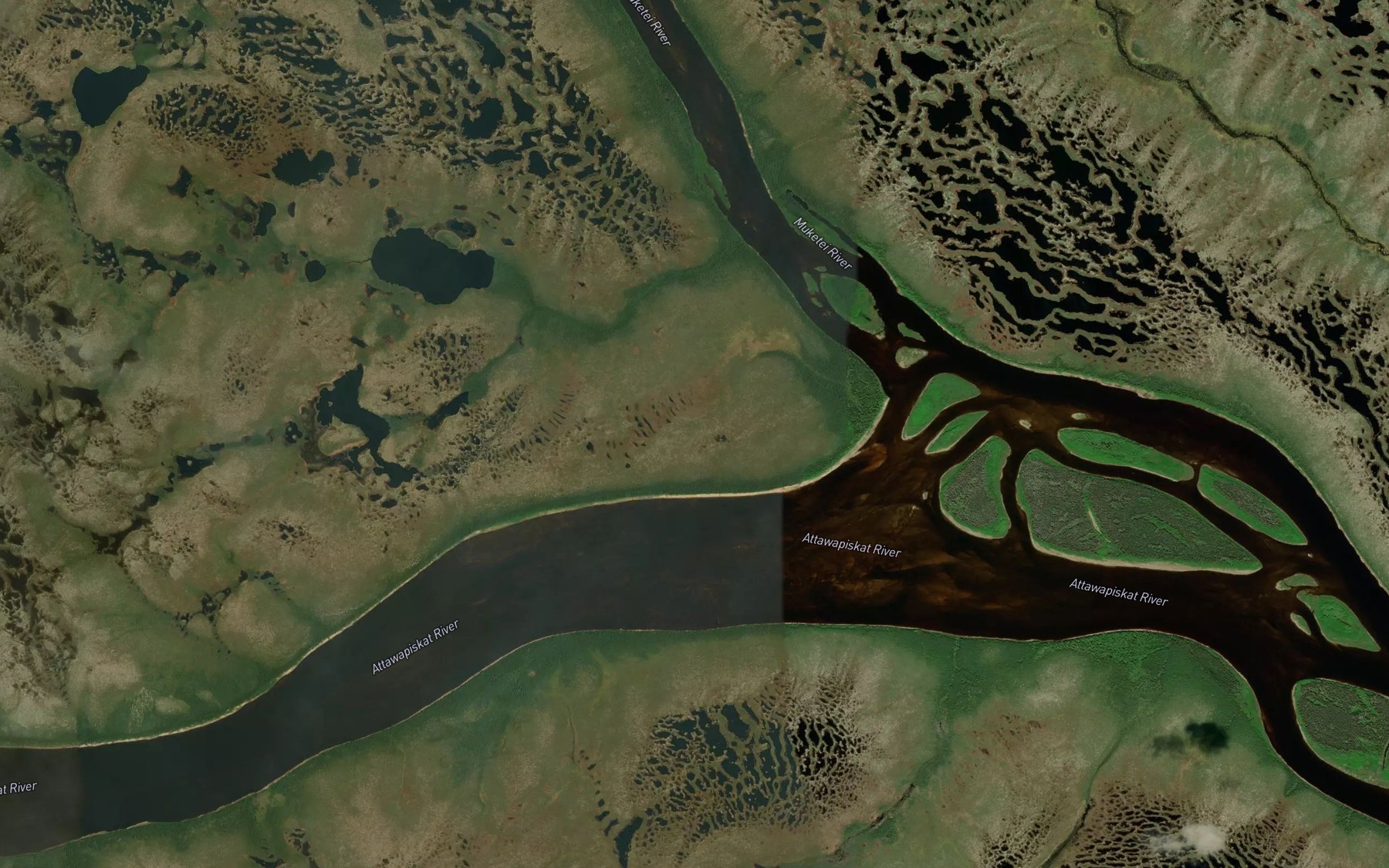 Satellite map of the Muketei River