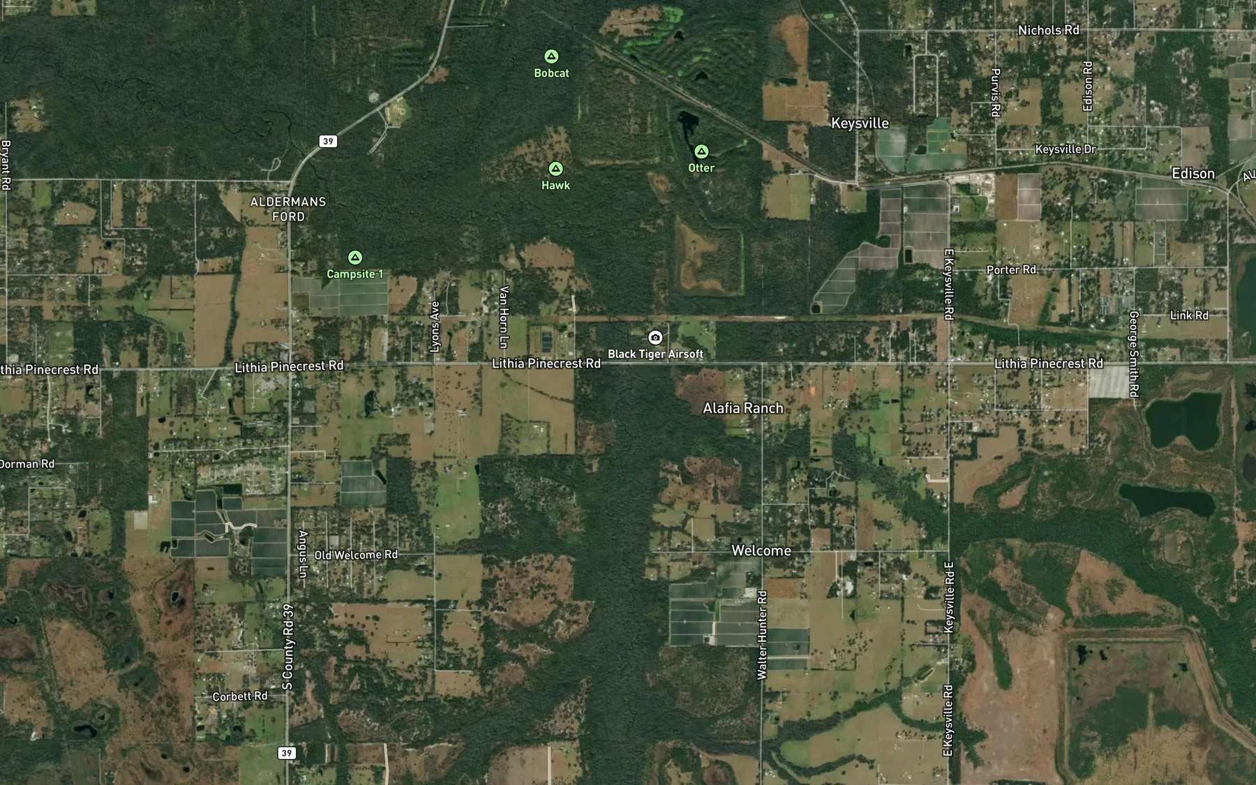 Satellite map of the Mizelle Creek