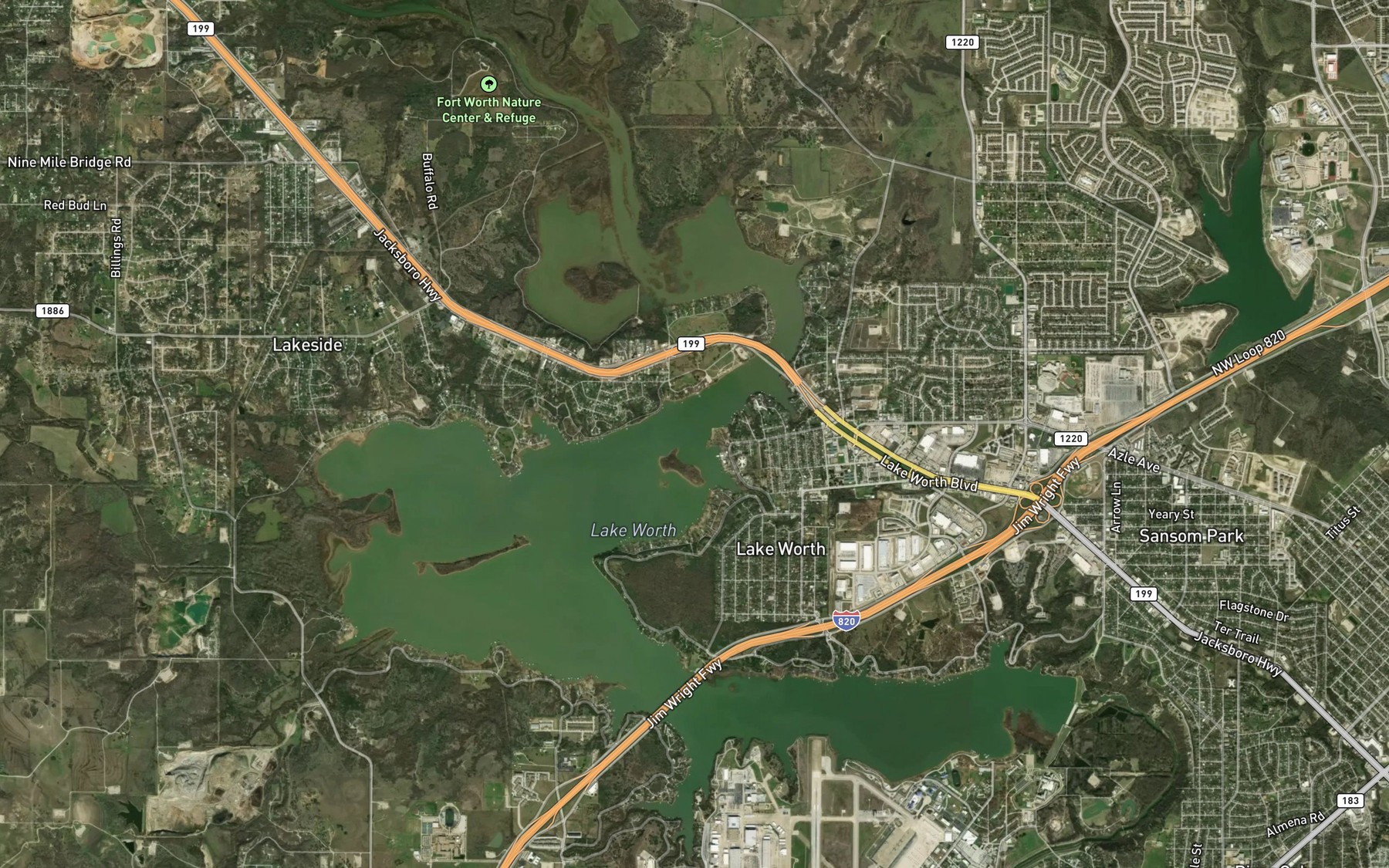 Satellite map of the Lake Worth