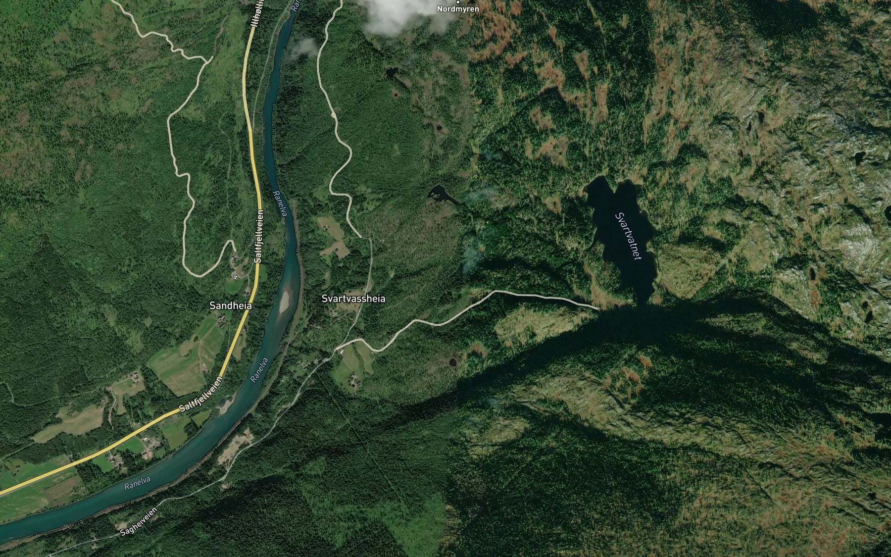 Satellite map of the Svartvassbekken