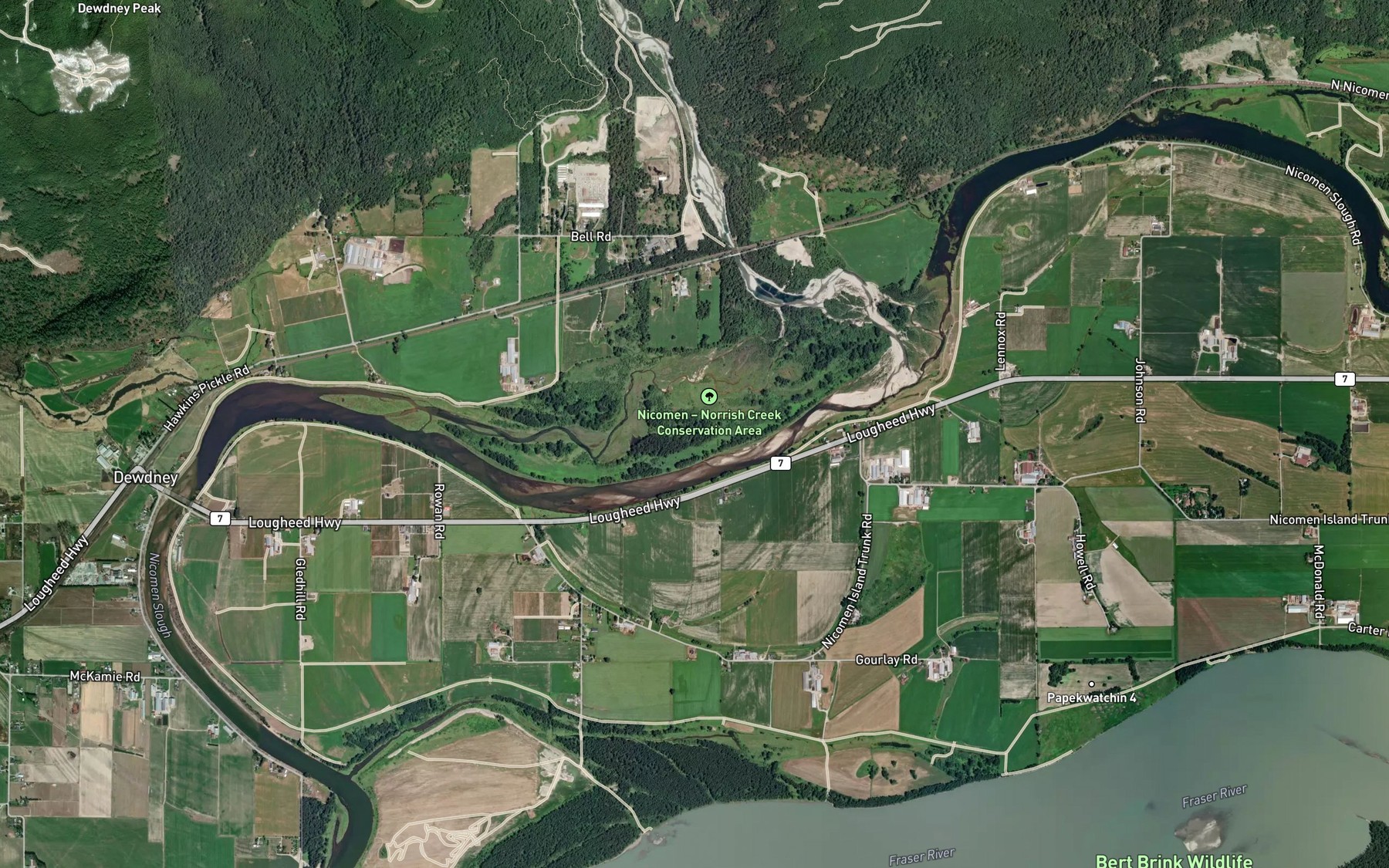 Satellite map of the Inches Creek
