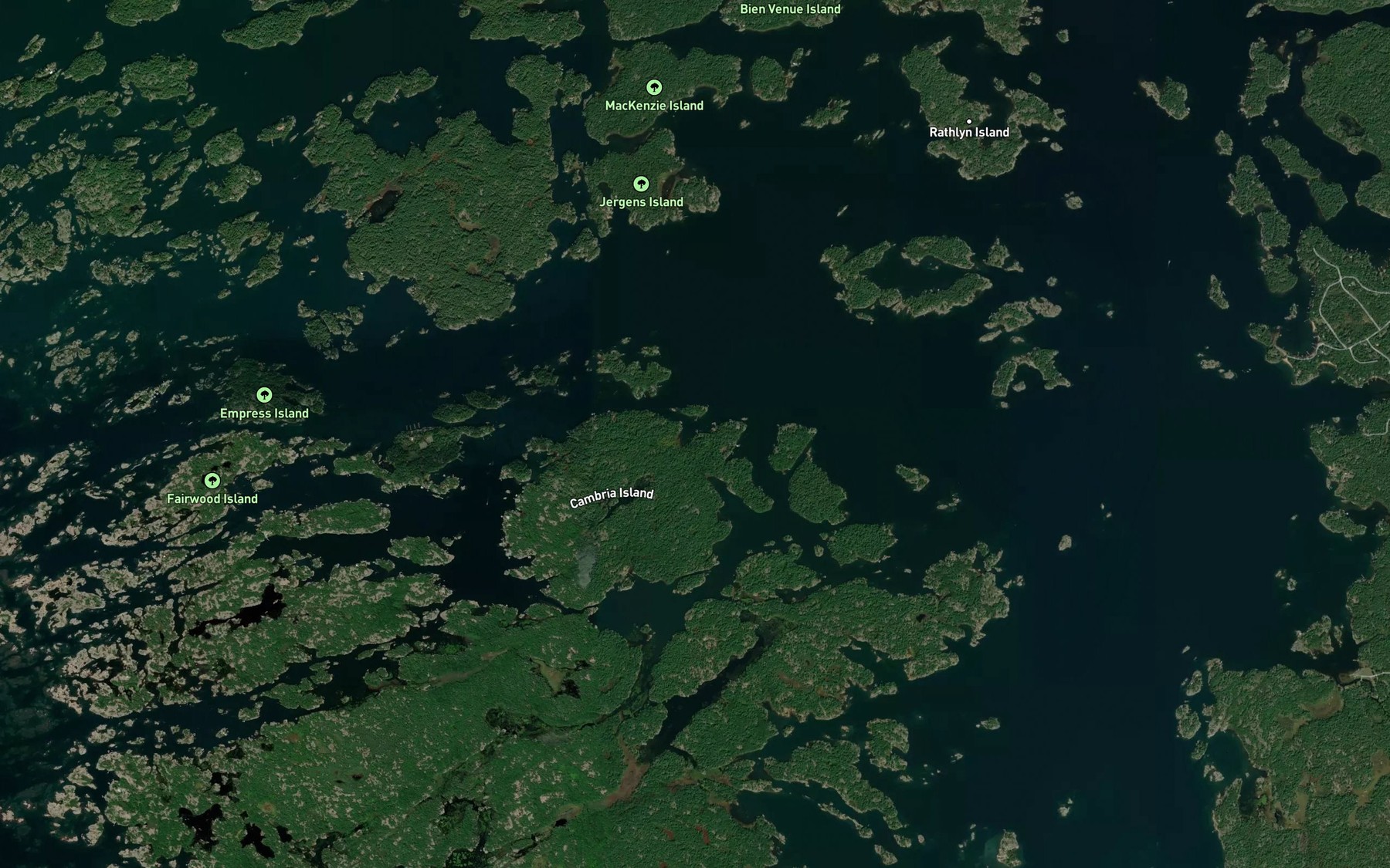 Satellite map of the Sandy Bay