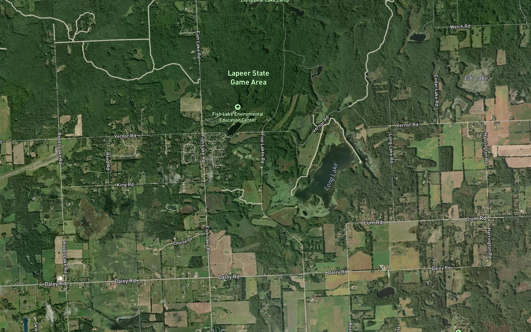 Satellite map of the Fish Lake Drain