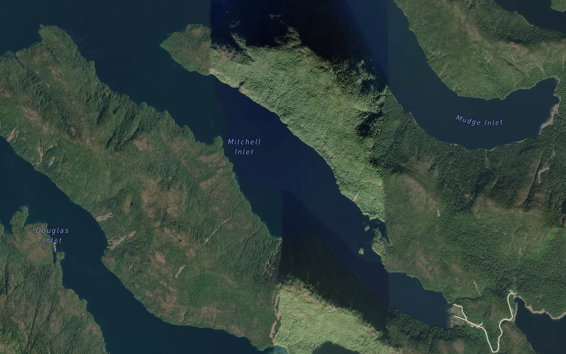 Satellite map of the Mitchell Inlet
