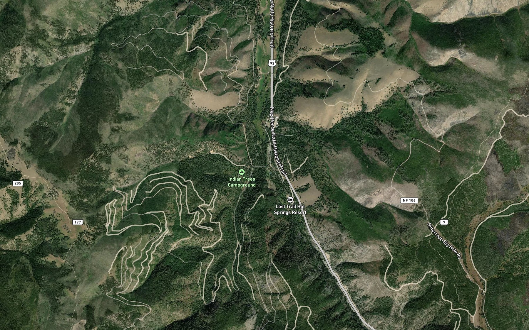 Satellite map of the West Fork Camp Creek