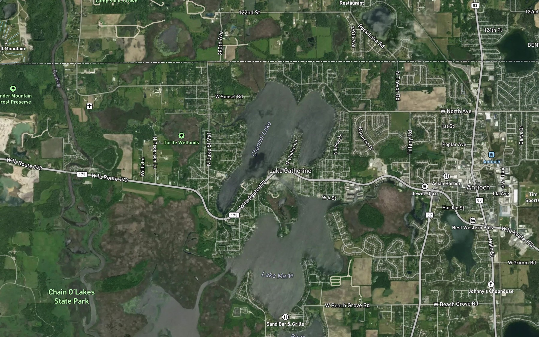 Satellite map of the Channel Lake