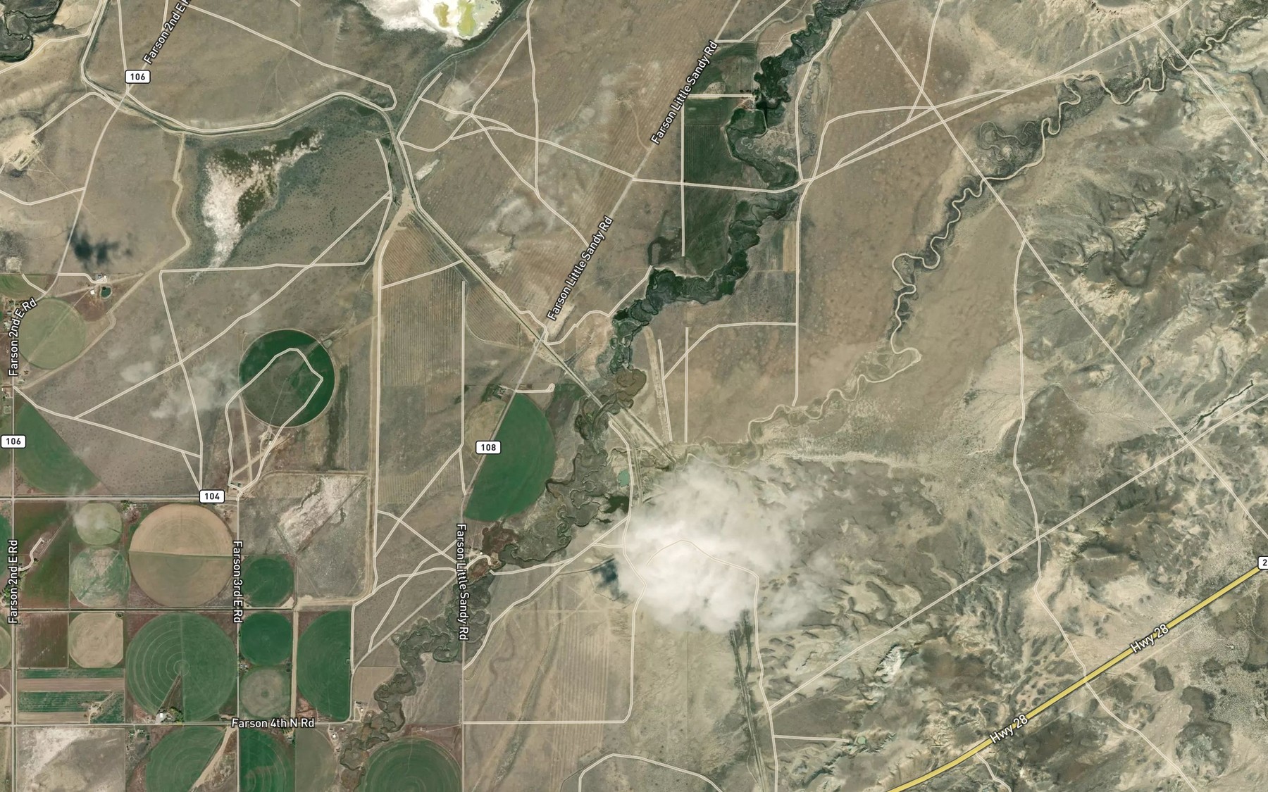 Satellite map of the Dry Sandy Creek