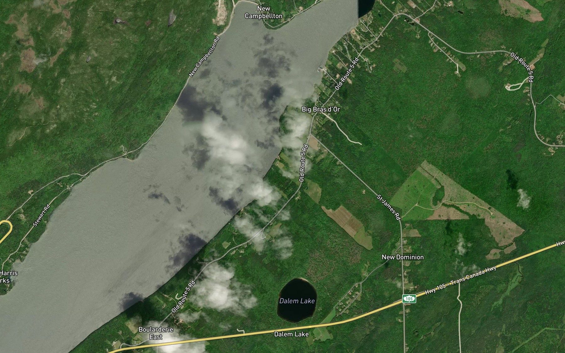 Satellite map of the Aulds Cove