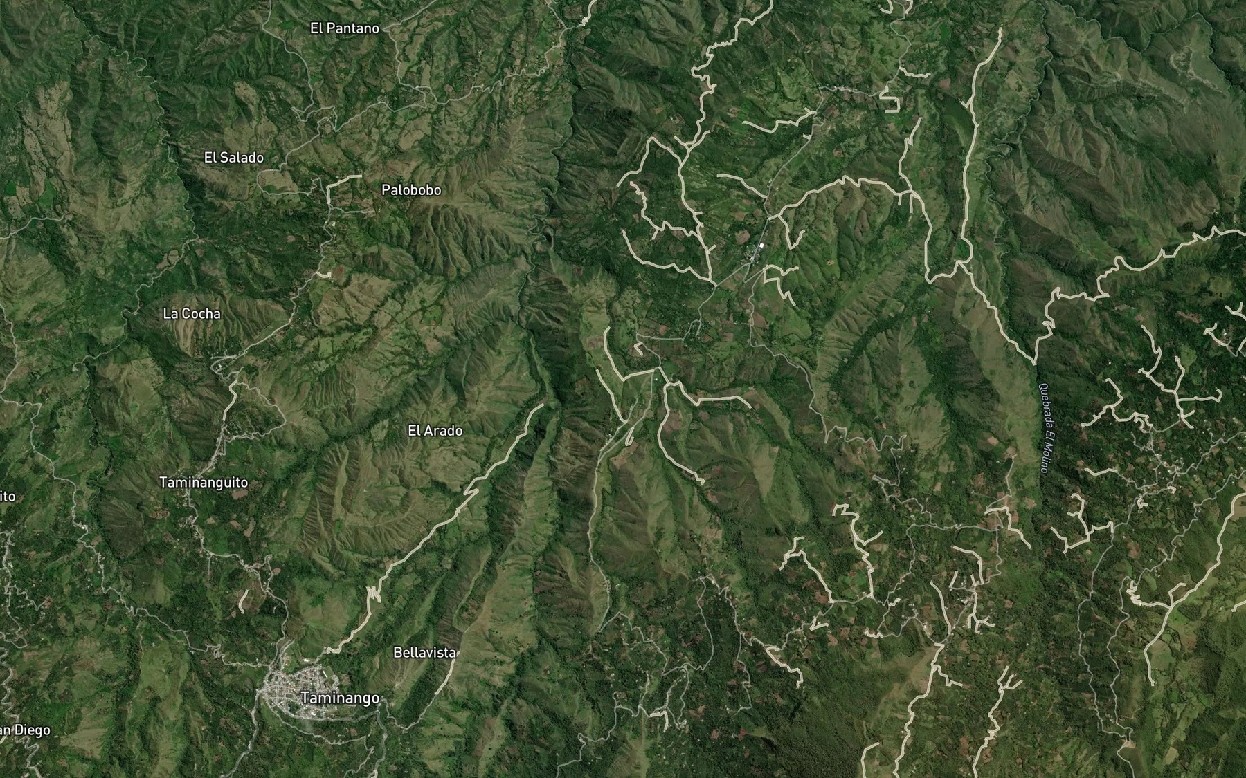 Satellite map of the Quebrada San Antonio