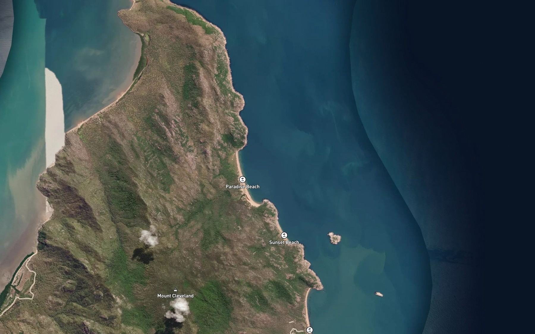 Satellite map of the Paradise Bay