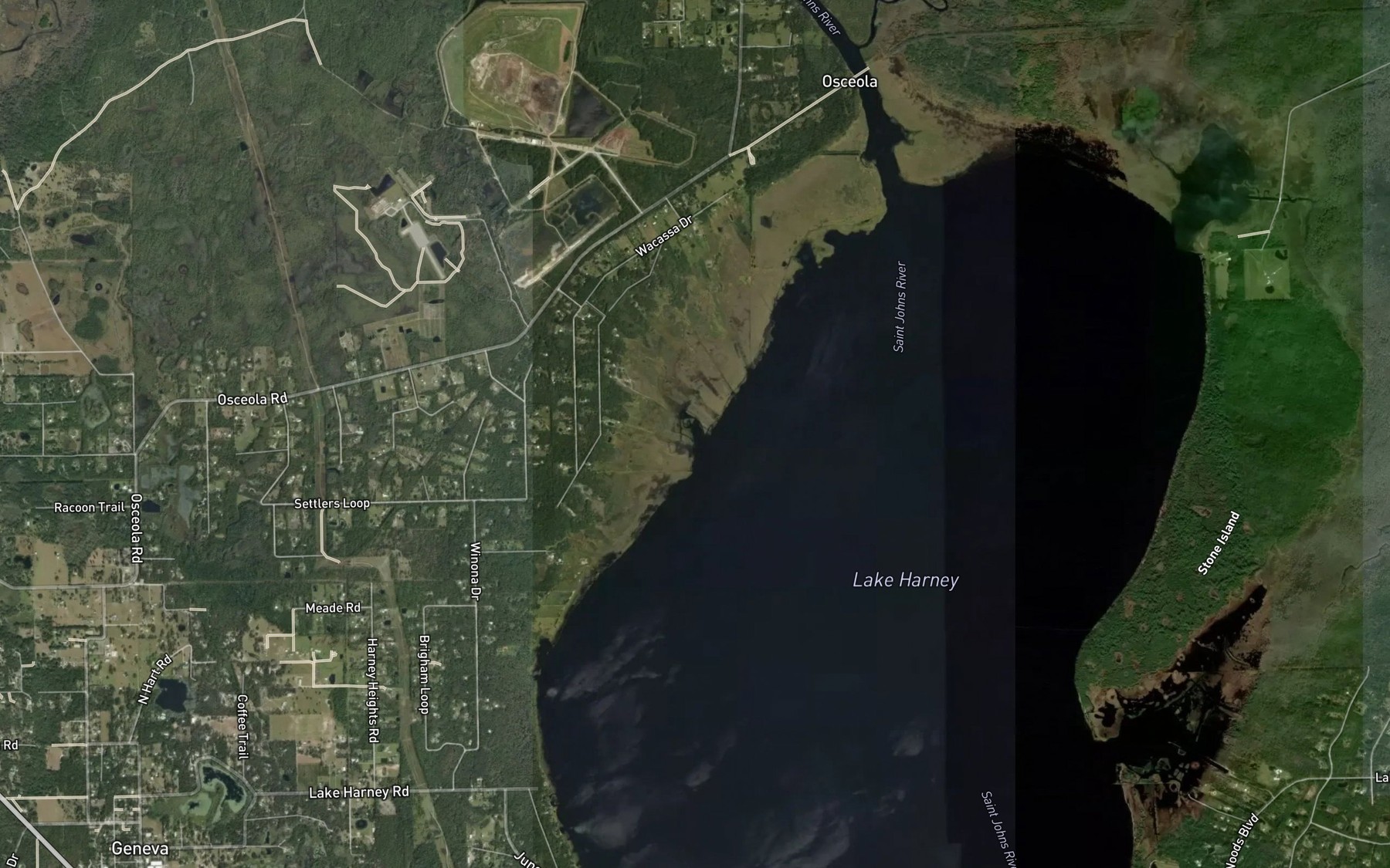 Satellite map of the Duck Slough