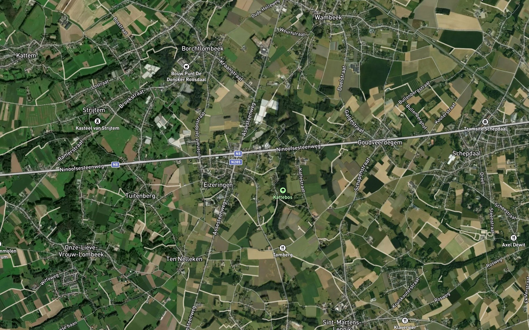 Satellite map of the Keurebeek