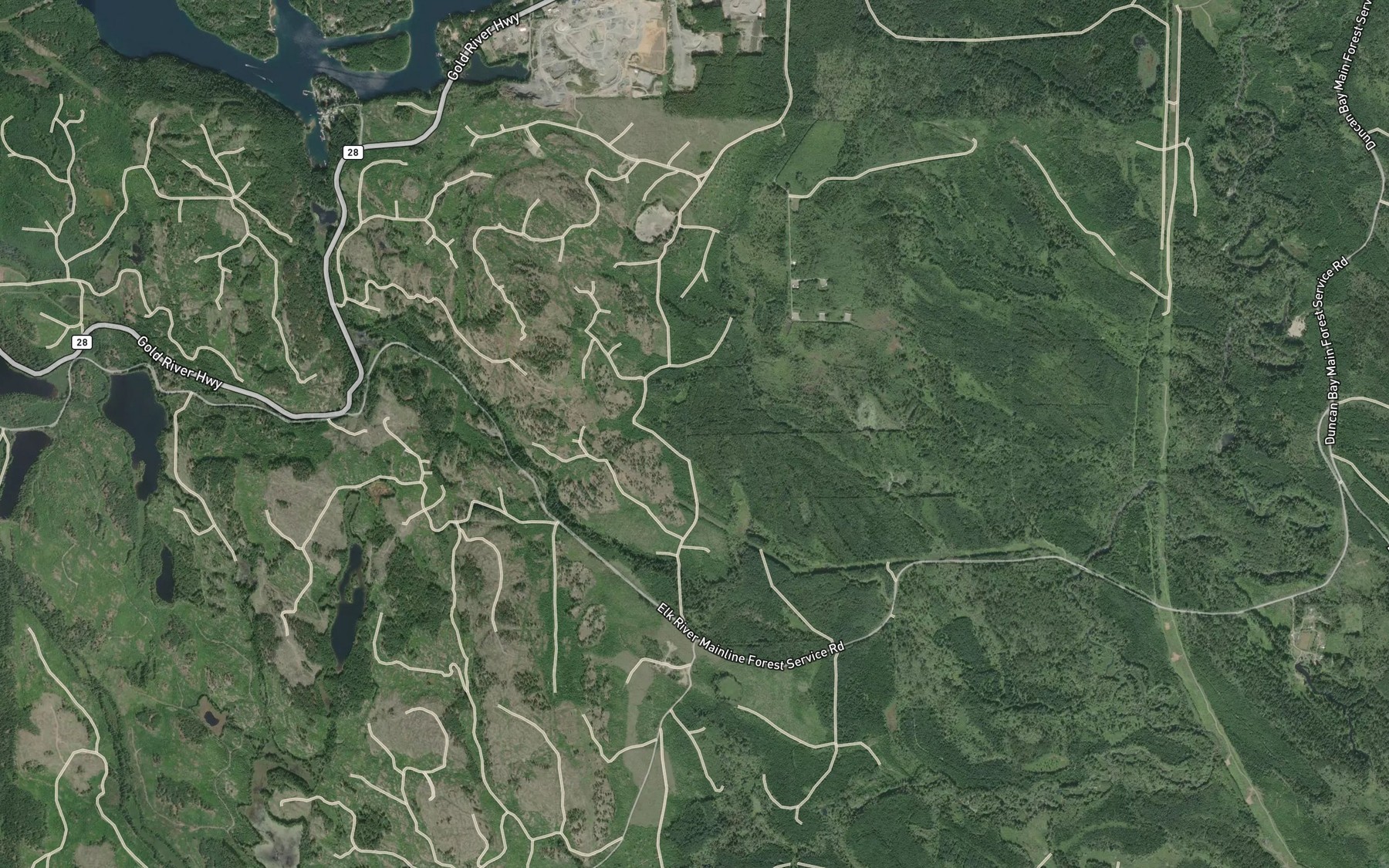 Satellite map of the Beavertail Creek