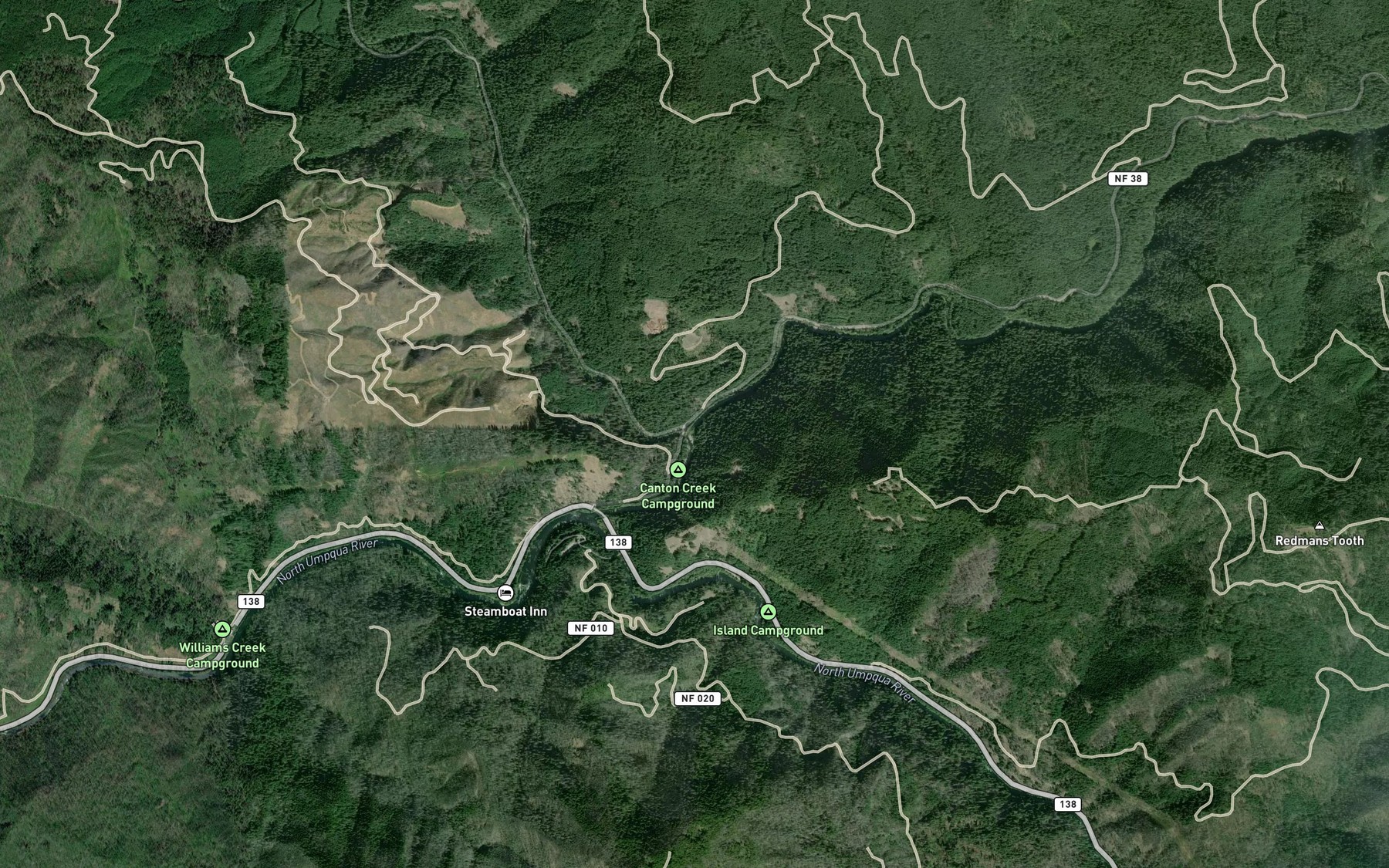 Satellite map of the Canton Creek