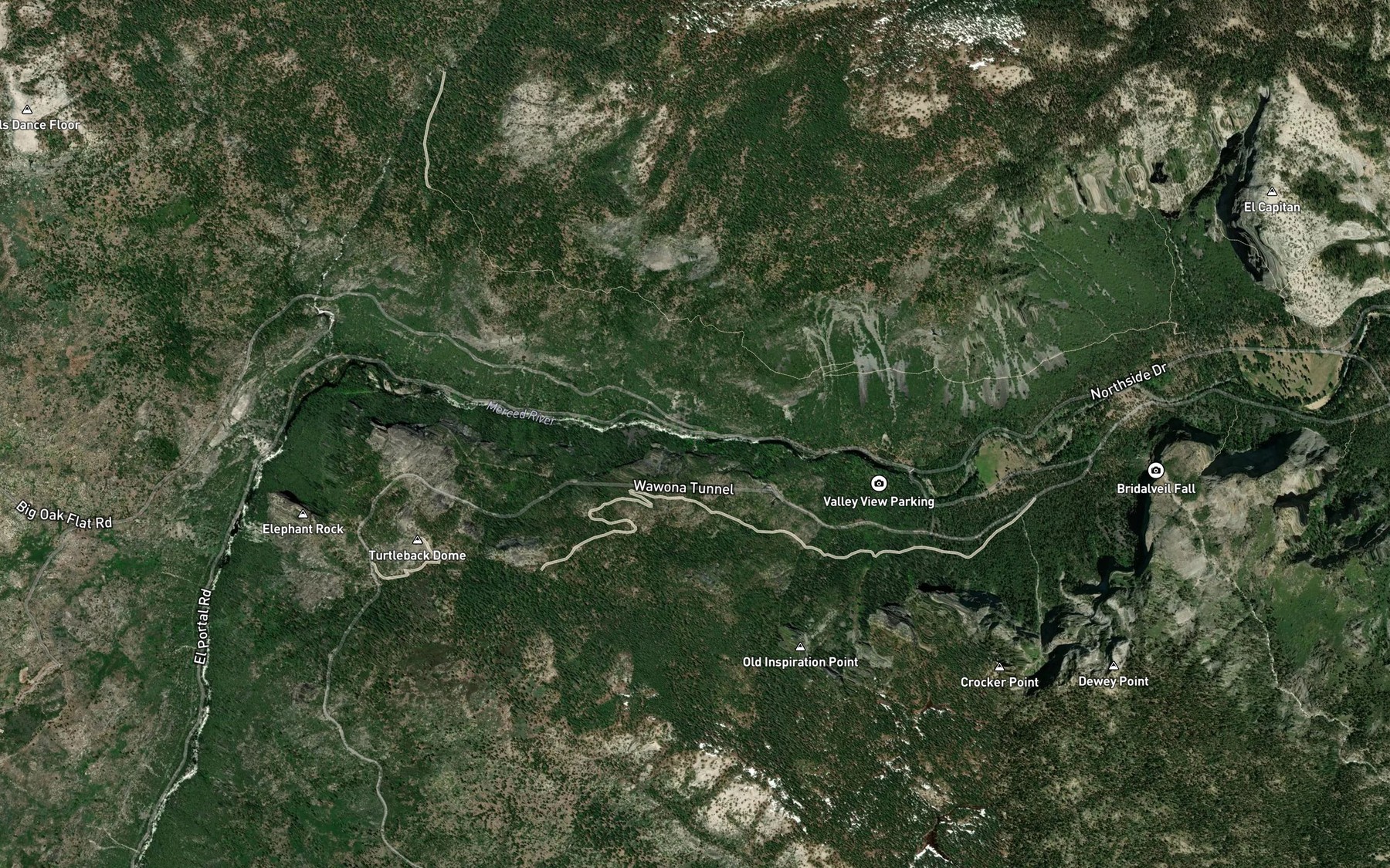 Satellite map of the Fireplace Creek