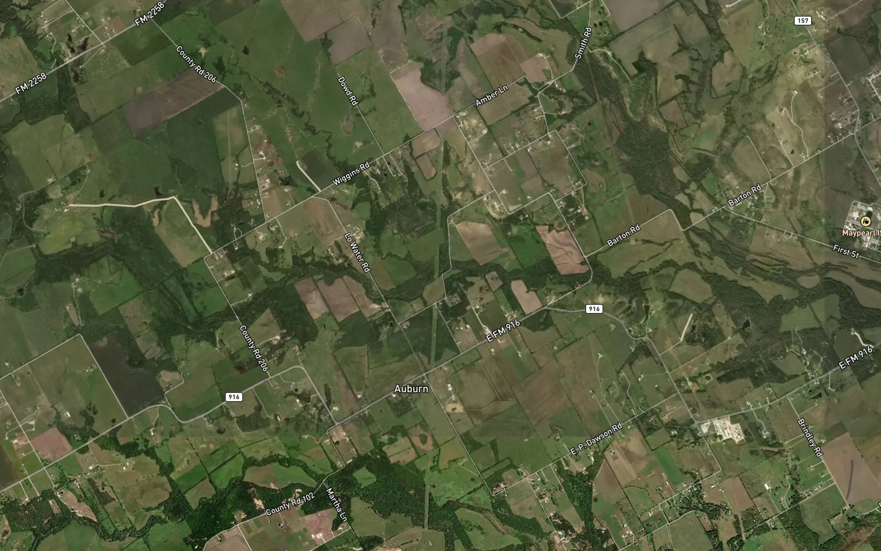 Satellite map of the Boggy Creek