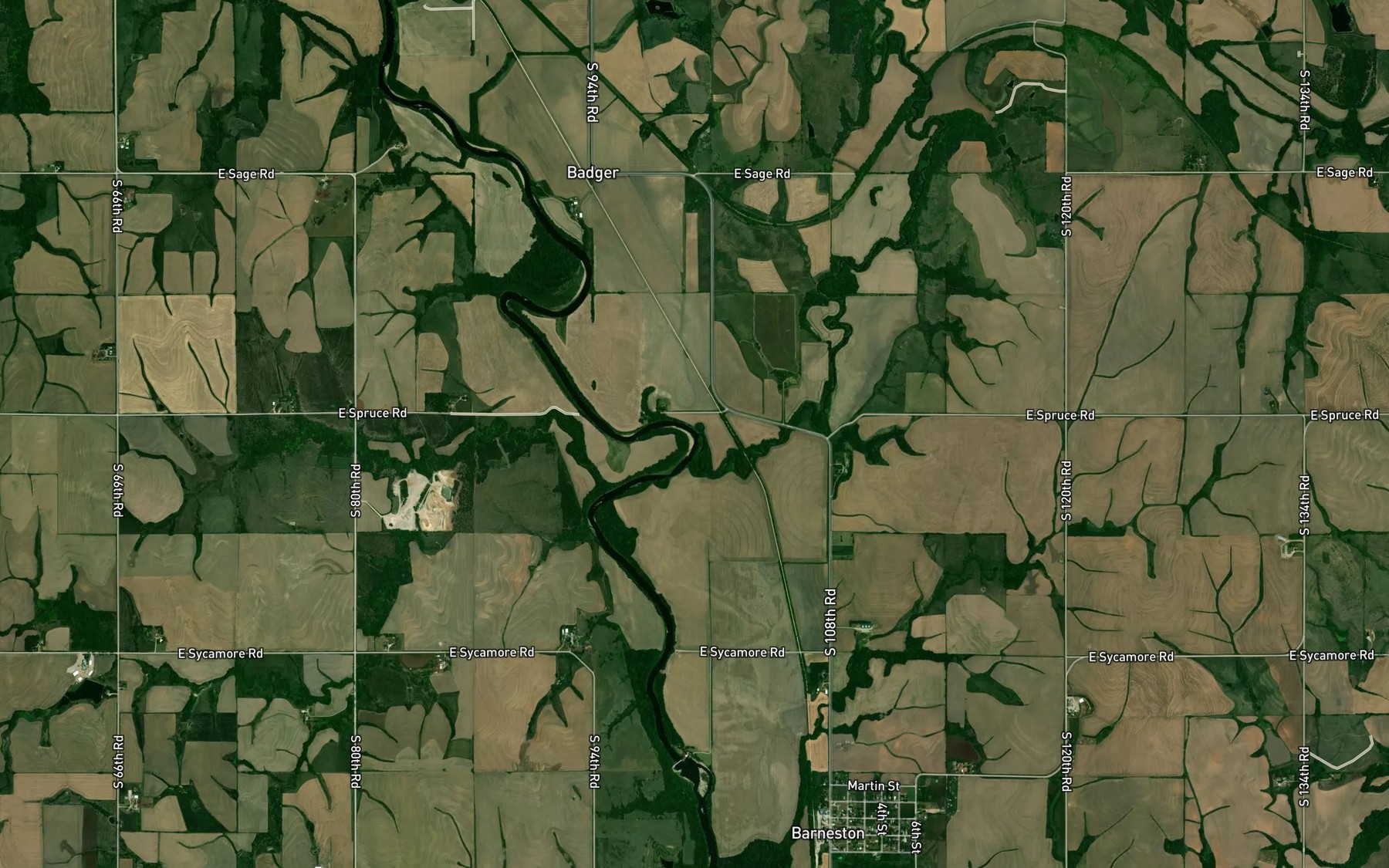 Satellite map of the Wildcat Creek