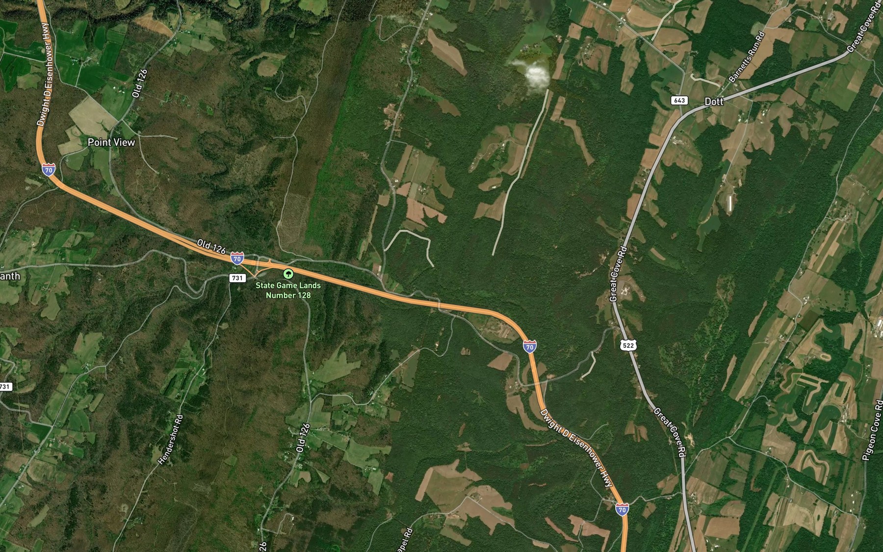 Satellite map of the Mellot Run