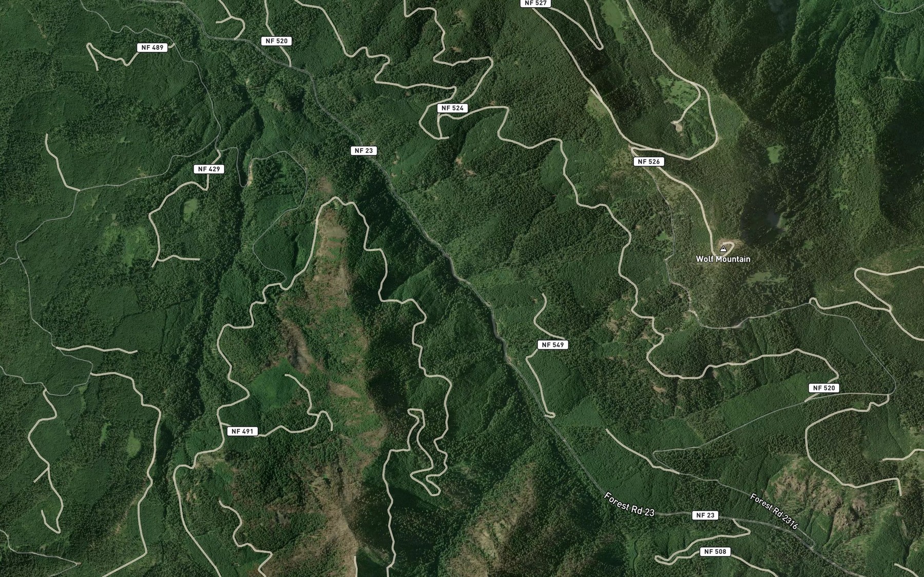 Satellite map of the Tumbledown Creek