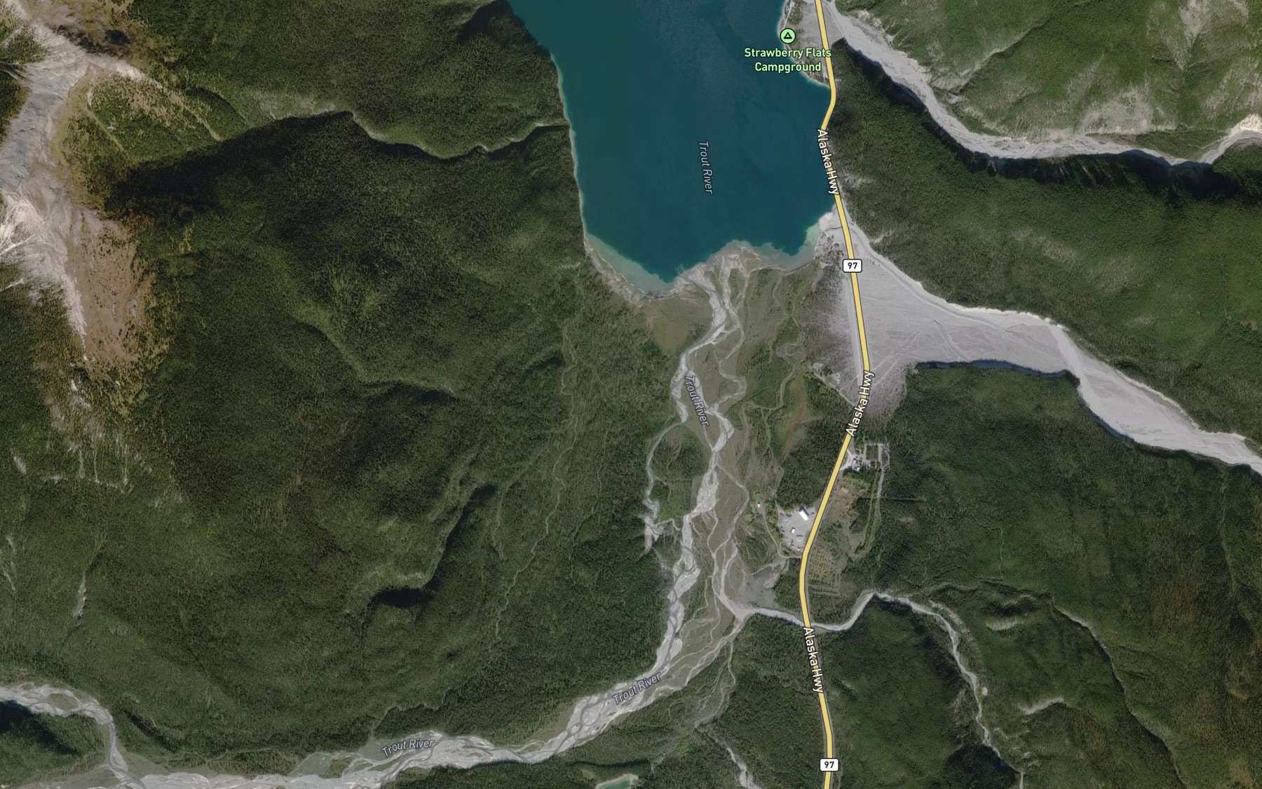 Satellite map of the Muncho Creek