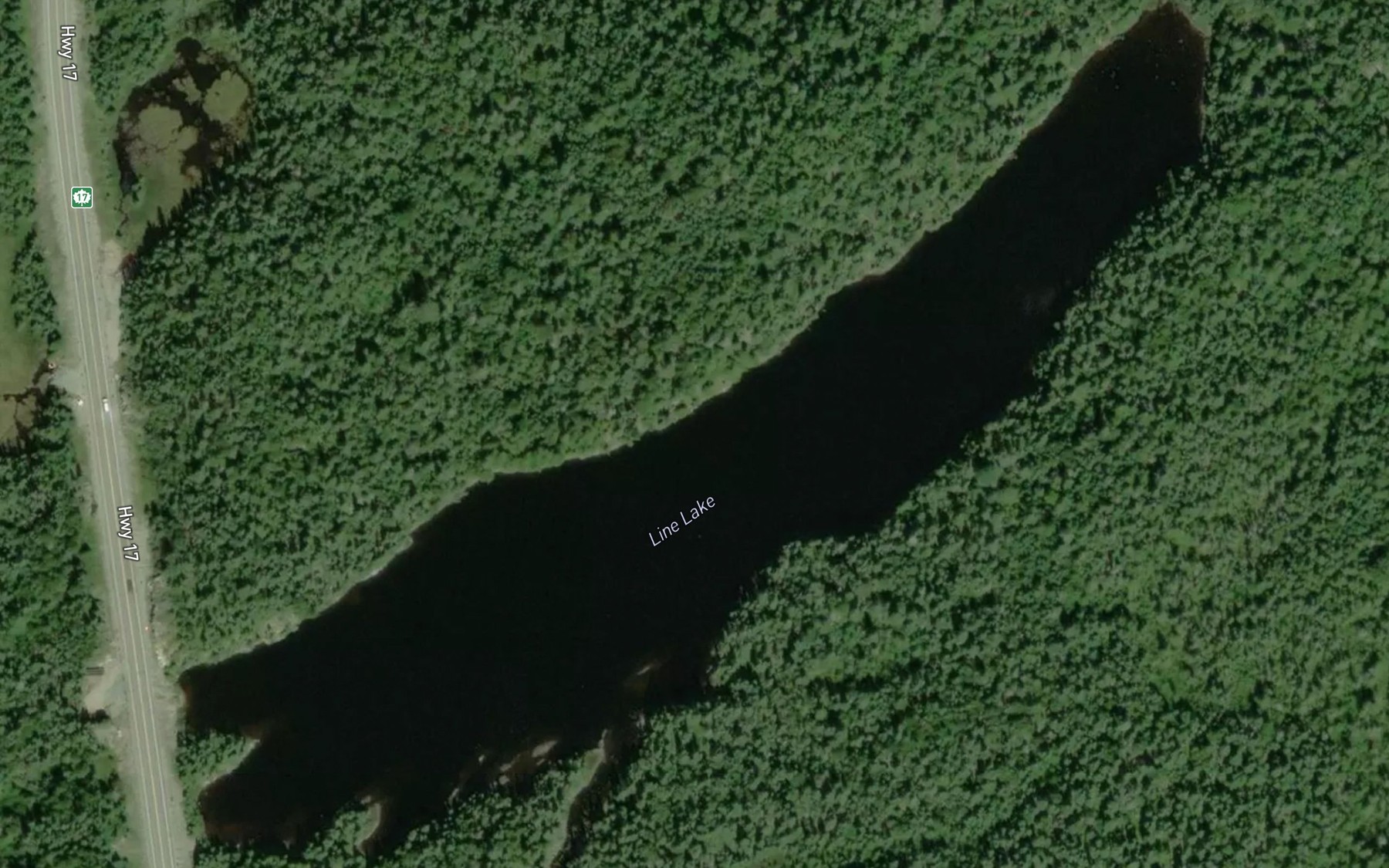 Satellite map of the Line Lake
