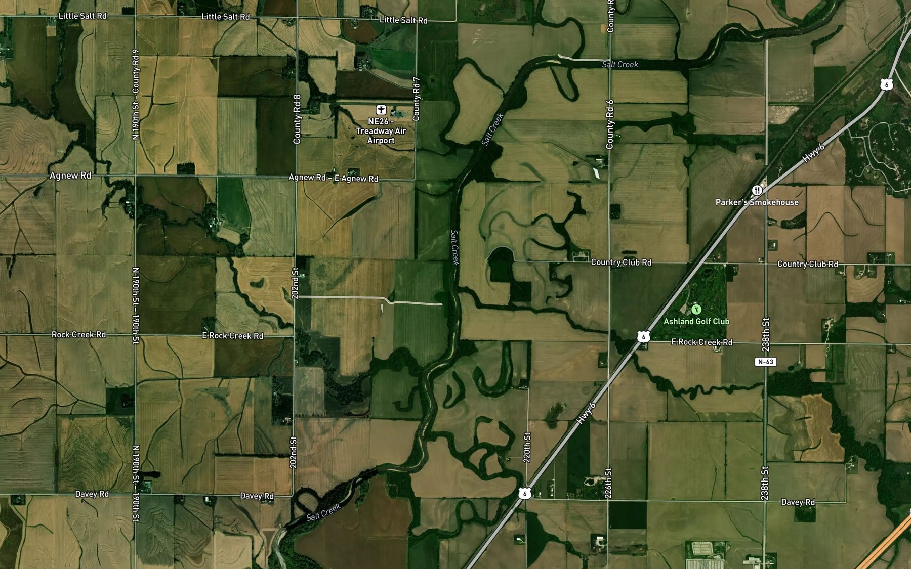 Satellite map of the Callahan Creek