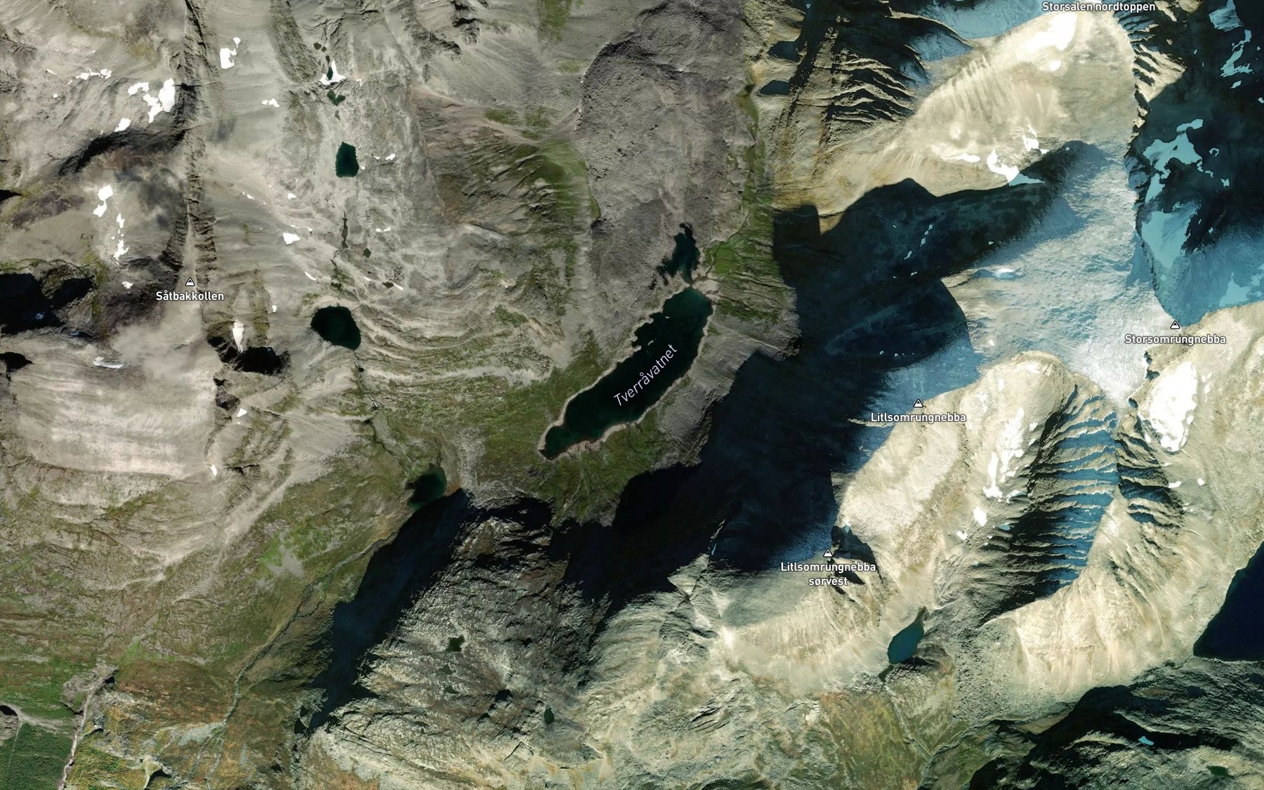 Satellite map of the Tverravatnet