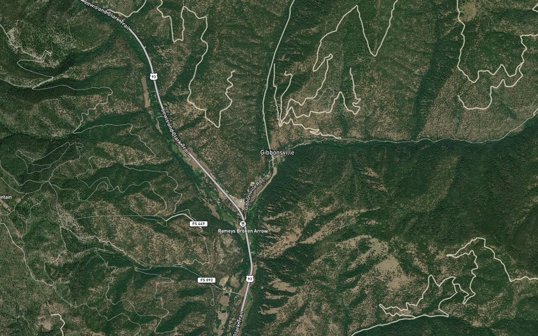 Satellite map of the Anderson Creek